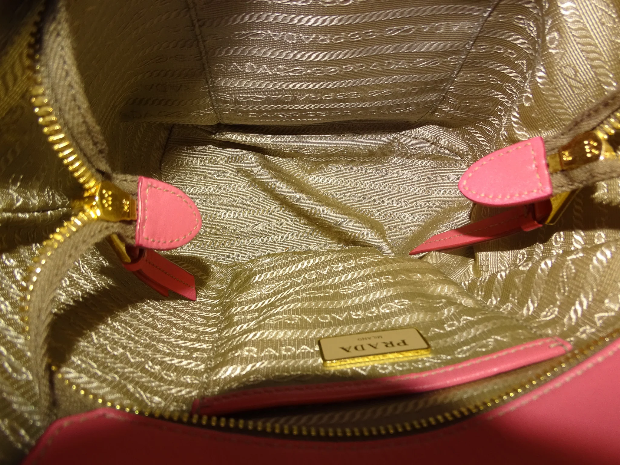 Prada Bucket Bag Logo Canvas and Pink Leather - Image 15