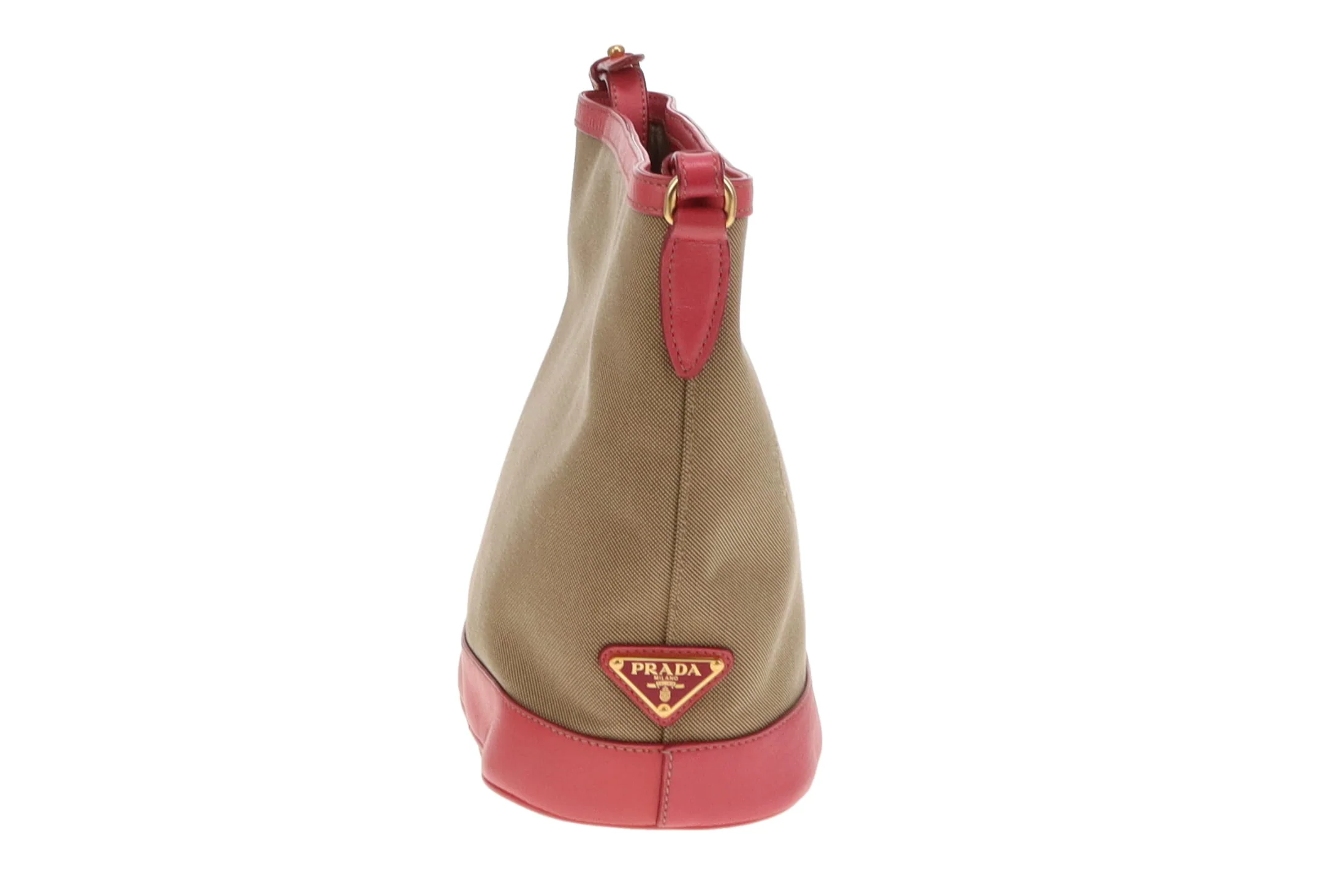 Prada Bucket Bag Logo Canvas and Pink Leather - Image 7