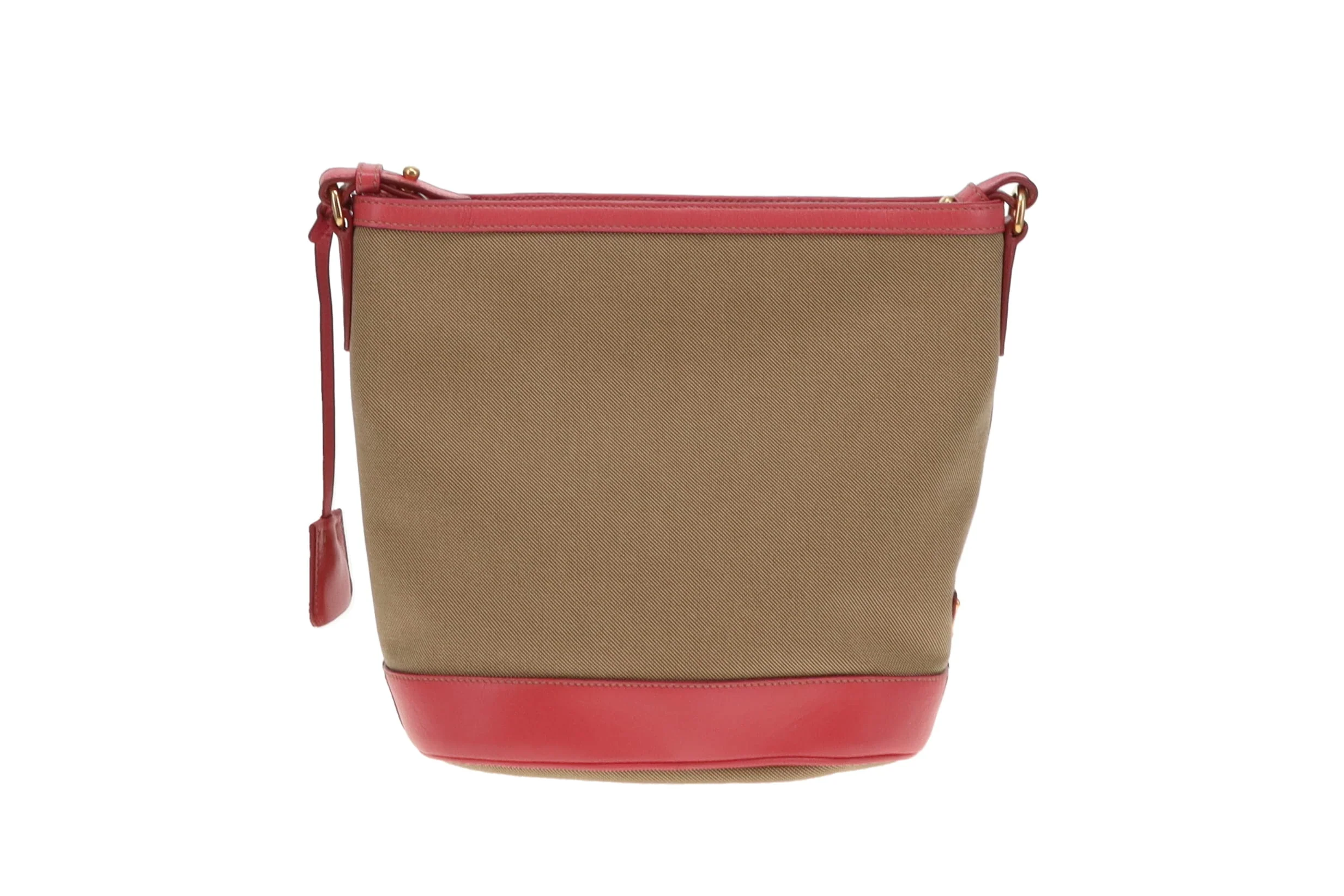 Prada Bucket Bag Logo Canvas and Pink Leather - Image 8