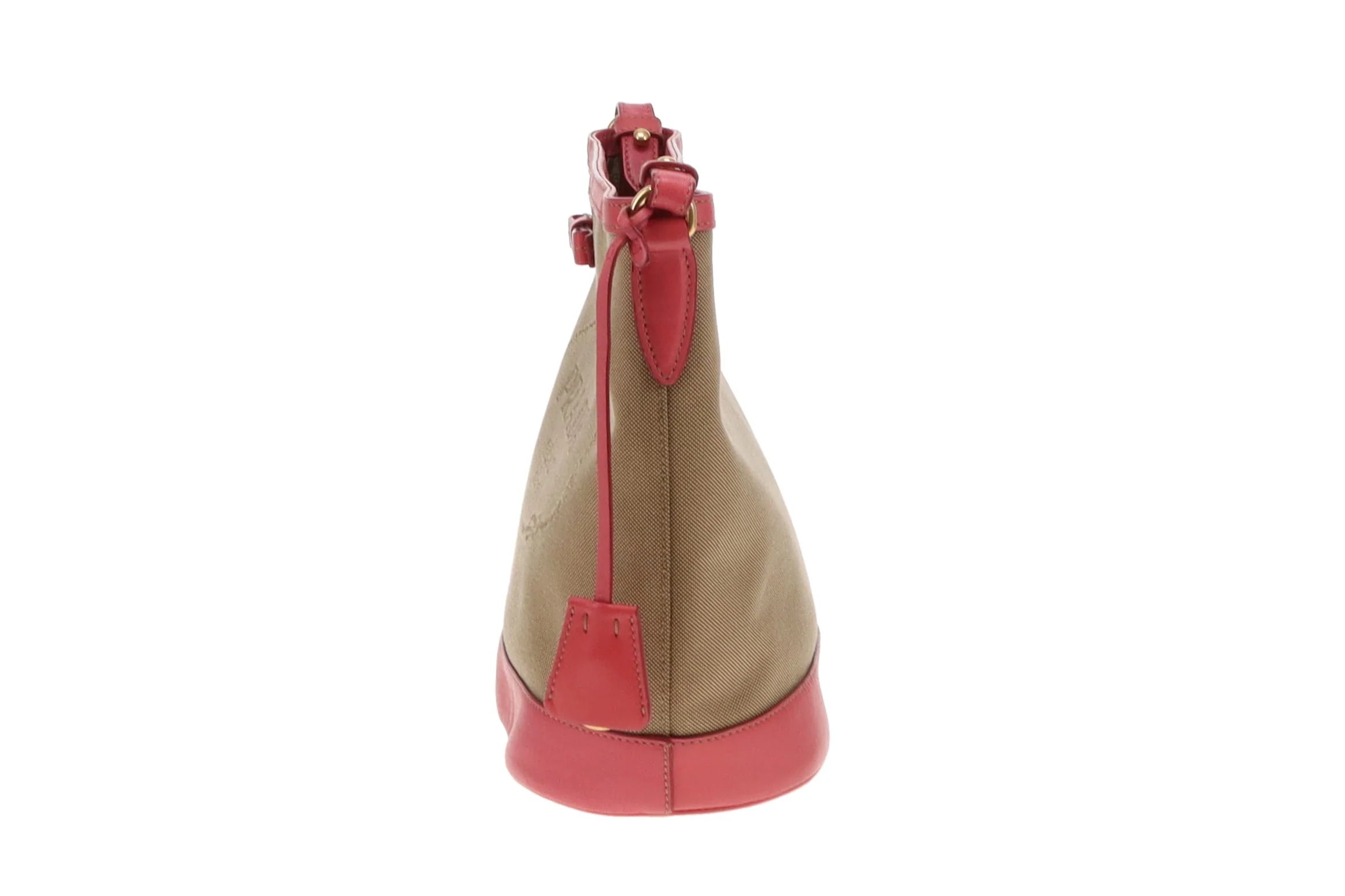 Prada Bucket Bag Logo Canvas and Pink Leather - Image 9