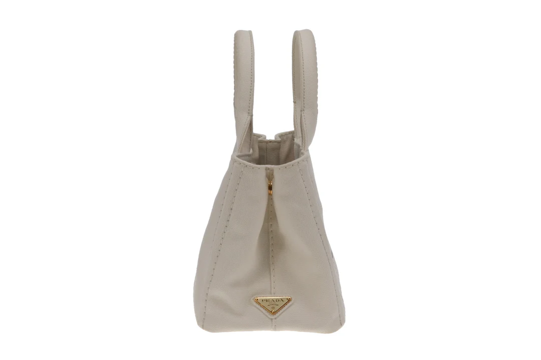 Prada Canapa Logo Convertible Canvas Tote White Small - Image 6