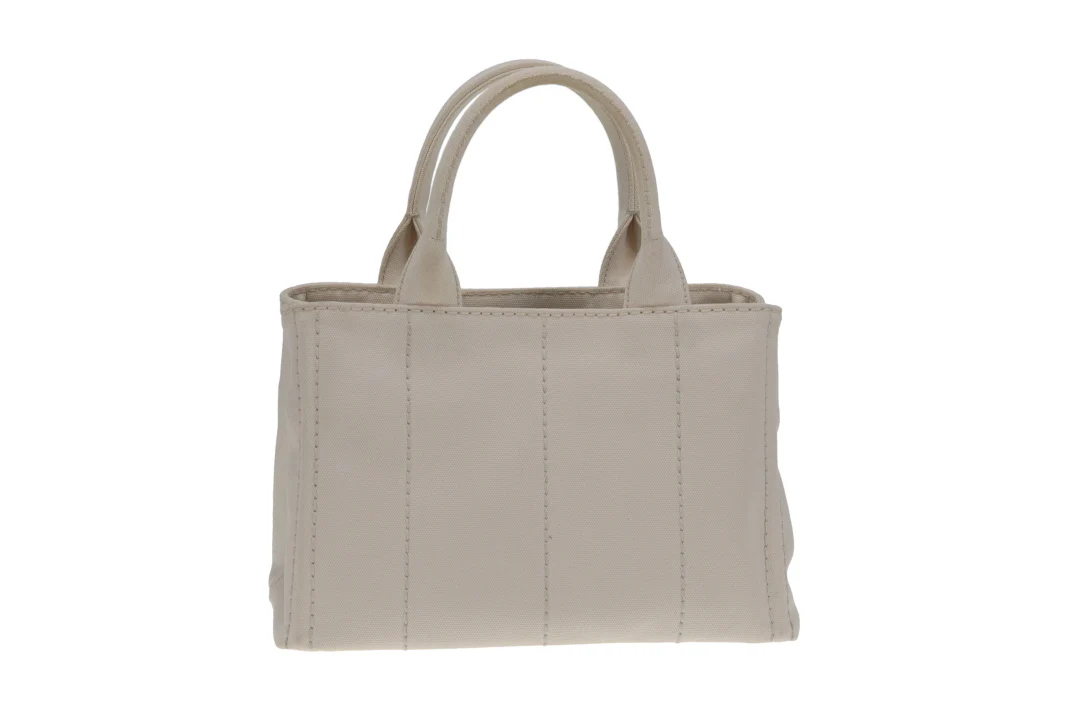 Prada Canapa Logo Convertible Canvas Tote White Small - Image 7