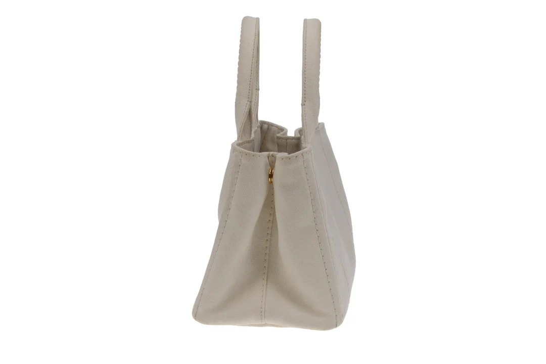 Prada Canapa Logo Convertible Canvas Tote White Small - Image 8