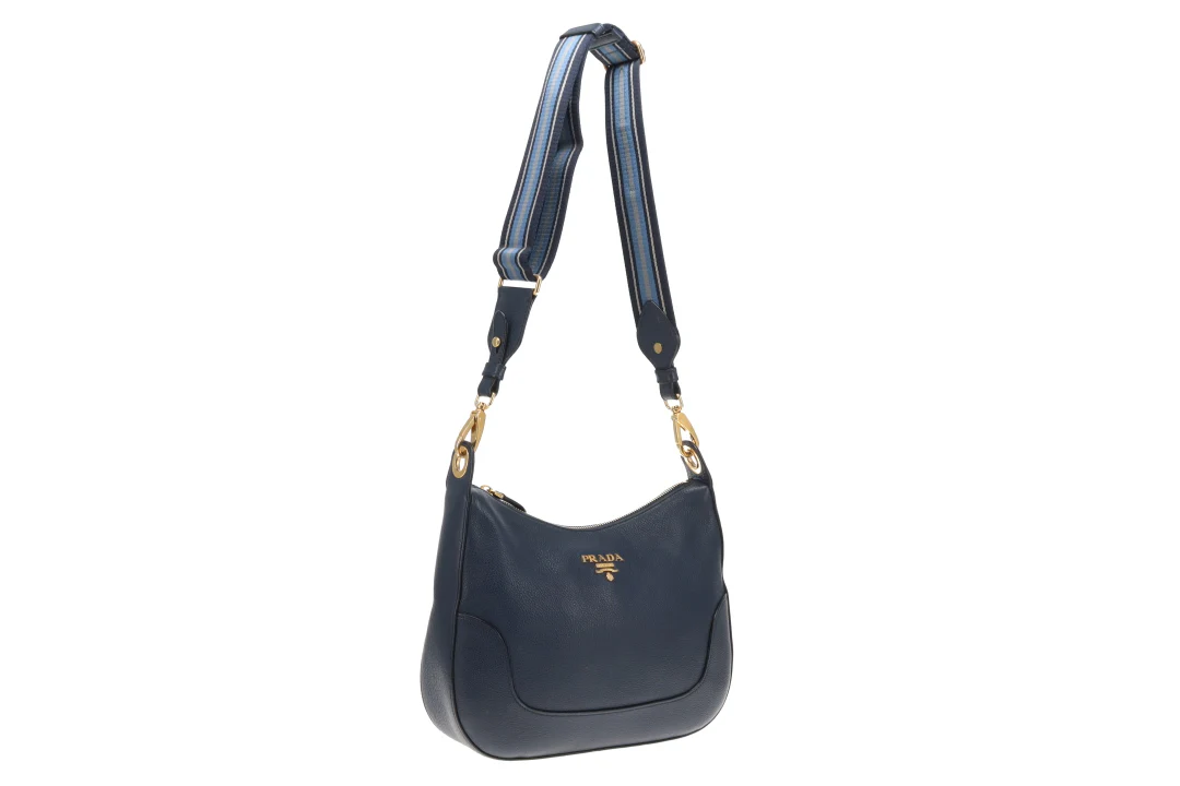 Prada Cobalto Oval Zipped Hobo With Striped Strap - Image 4