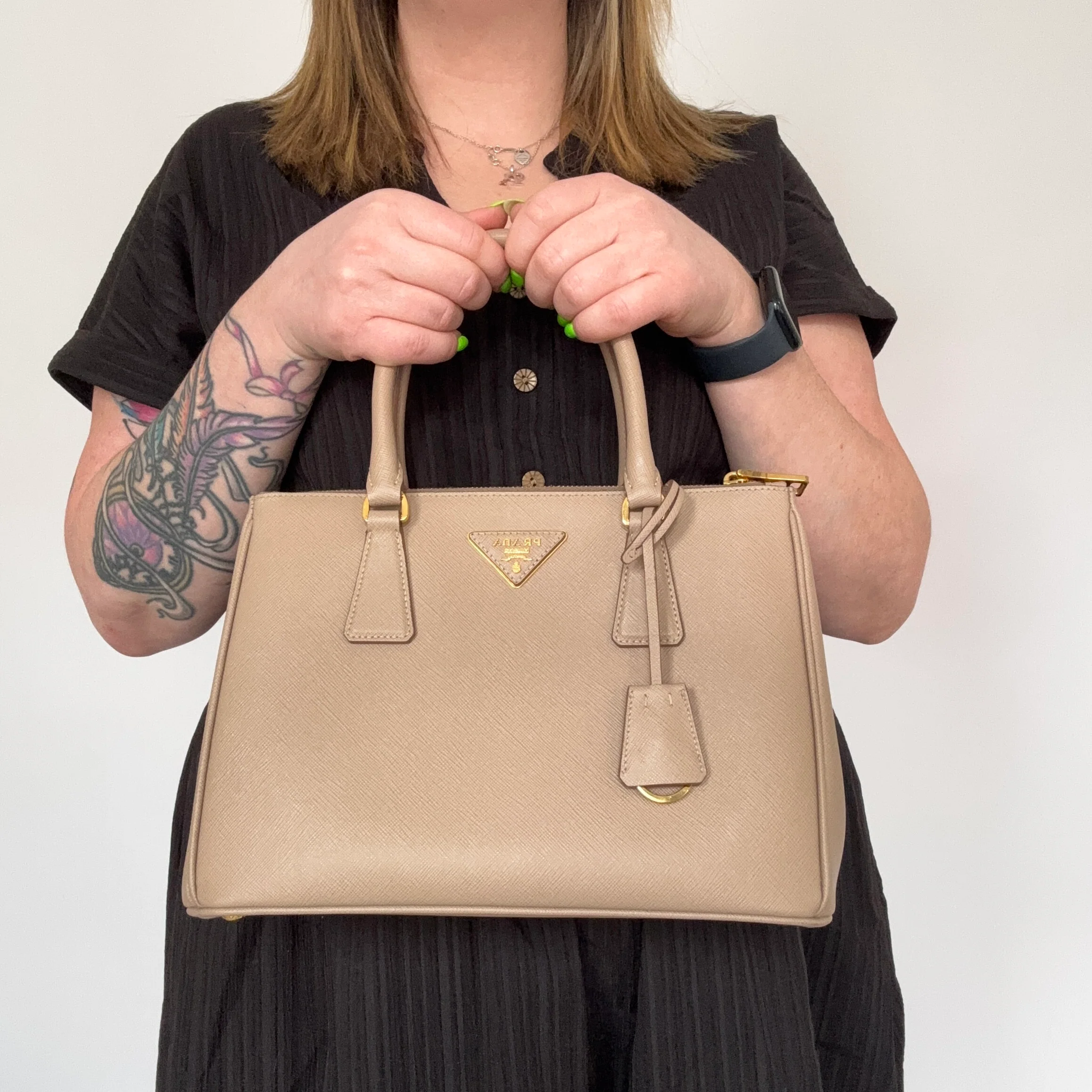 Prada Double Zip Cammeo Lux Tote In Saffiano Leather With Strap - Image 2