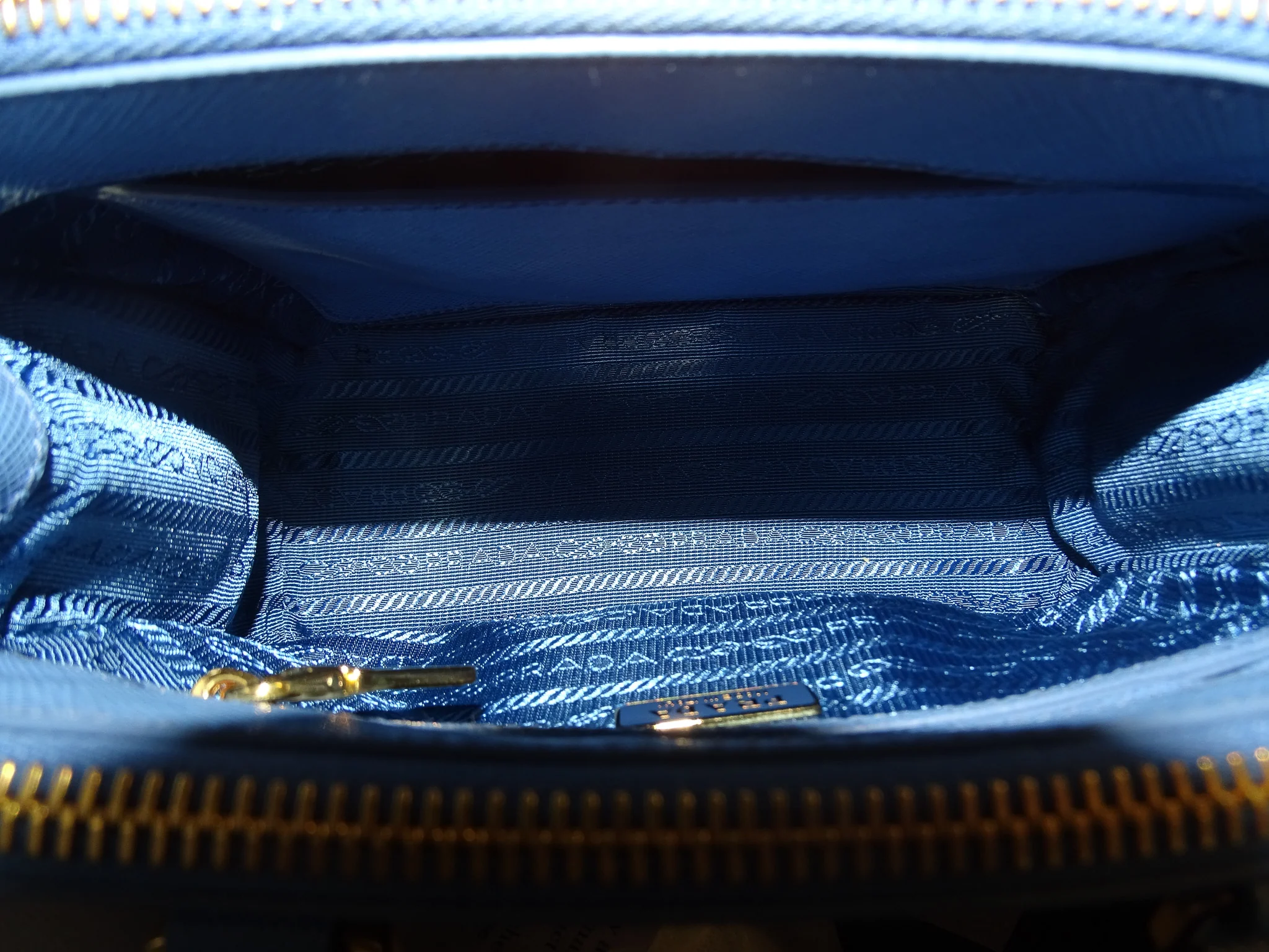 Prada Mini Galleria Saffiano Leather Onda (Blue) with Strap - Image 14