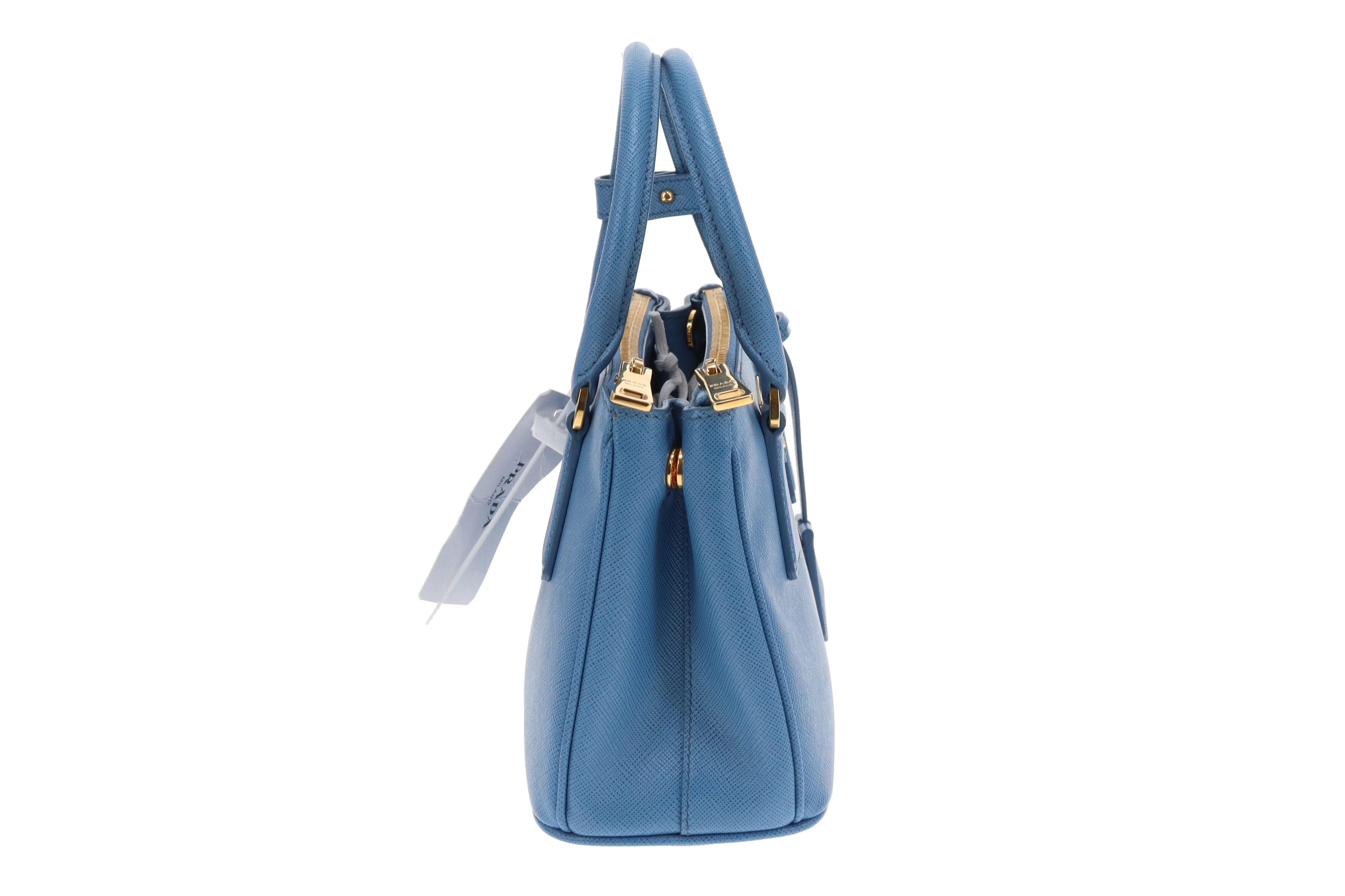Prada Mini Galleria Saffiano Leather Onda (Blue) with Strap - Image 6