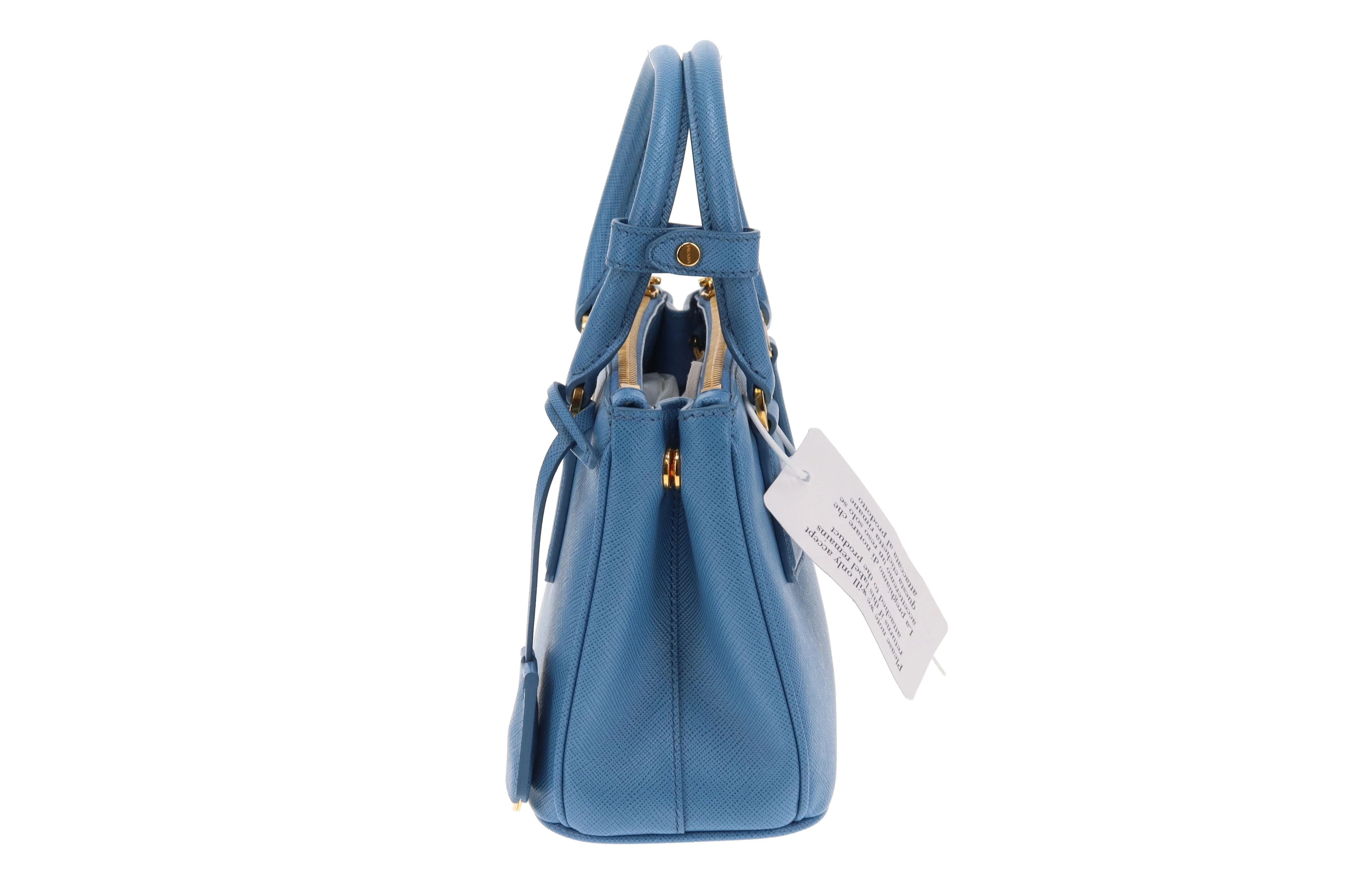 Prada Mini Galleria Saffiano Leather Onda (Blue) with Strap - Image 8