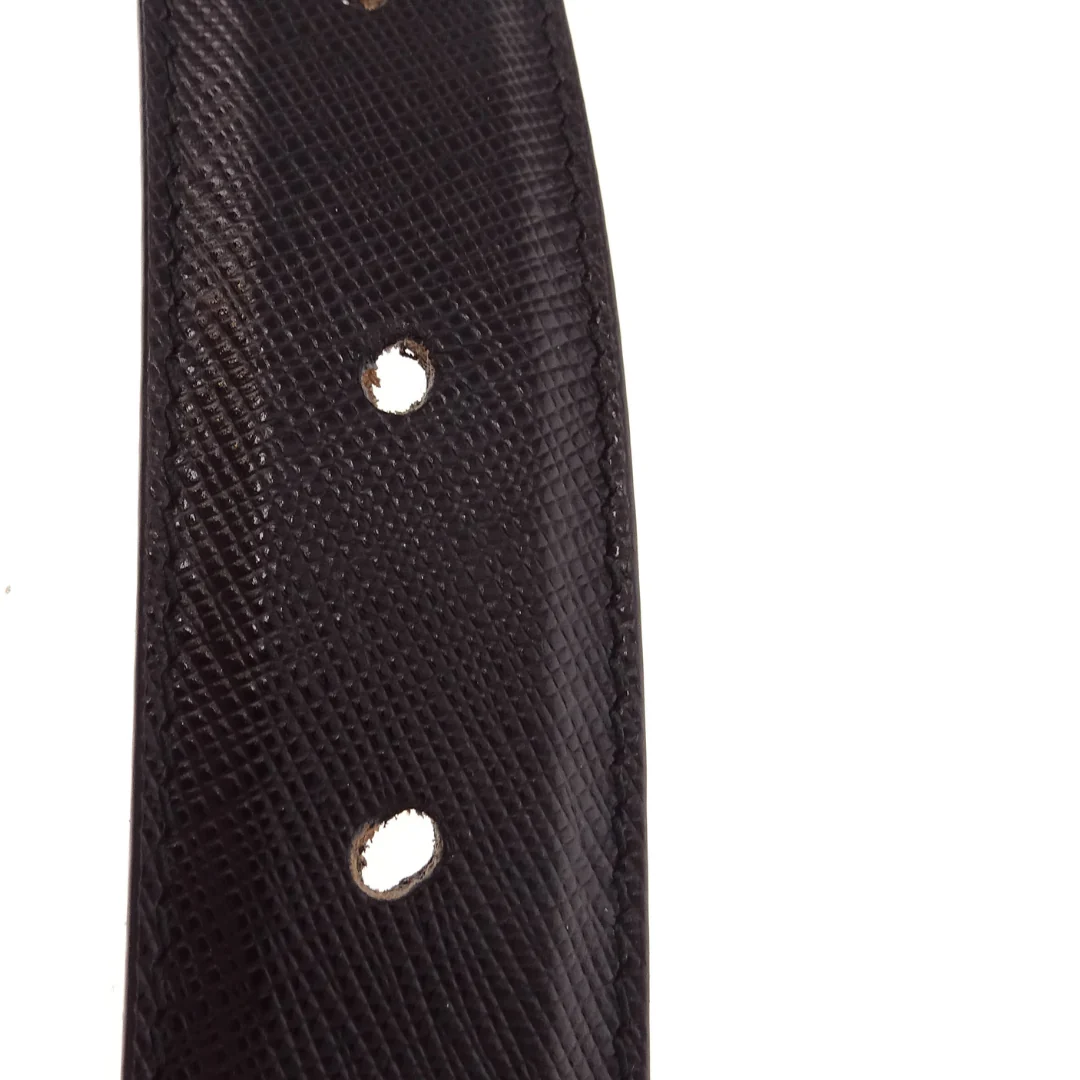 Prada Plaque Belt Black Saffiano SHW 75cm - Image 12