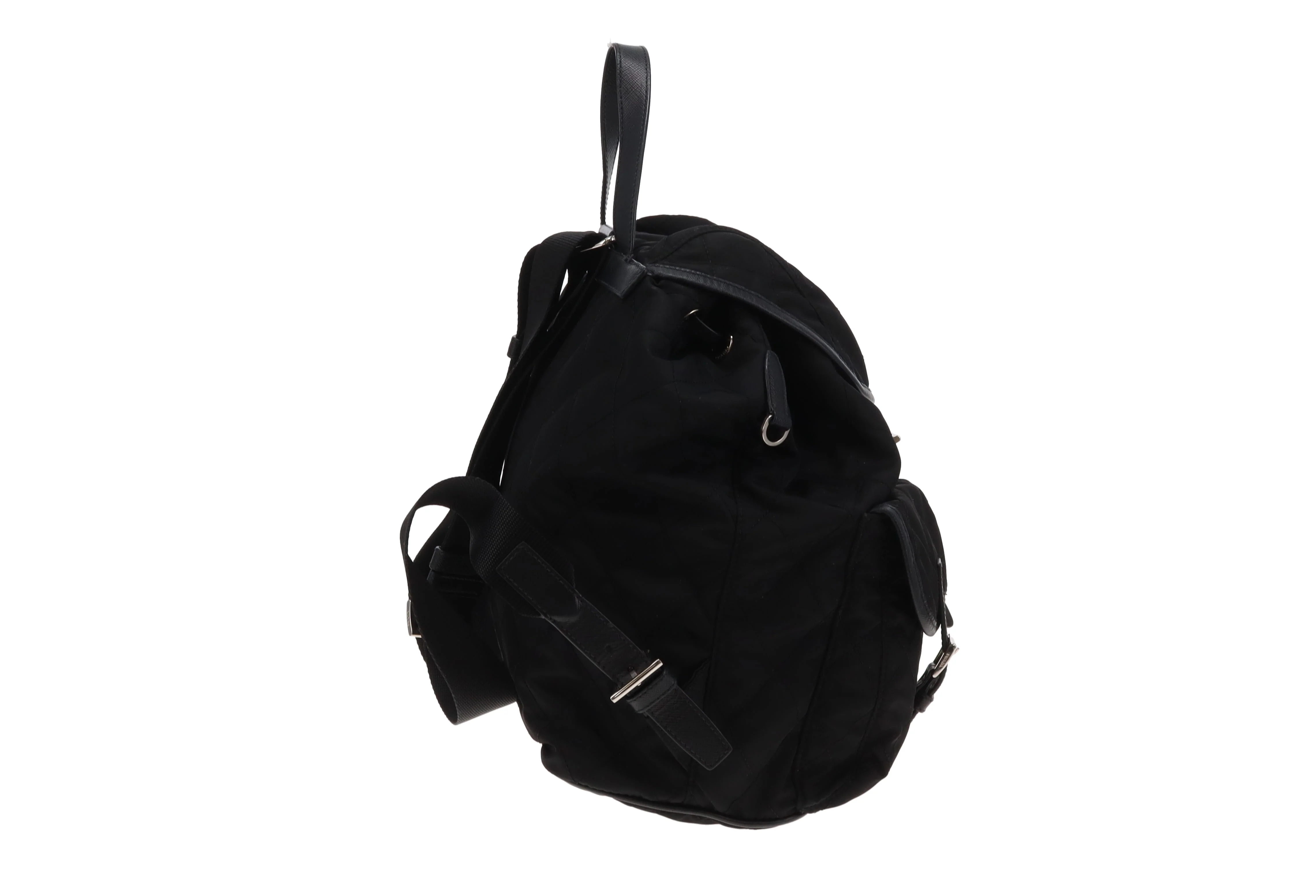 Prada Quilted Nylon Black Twin Pocket Backpack Black - Image 4
