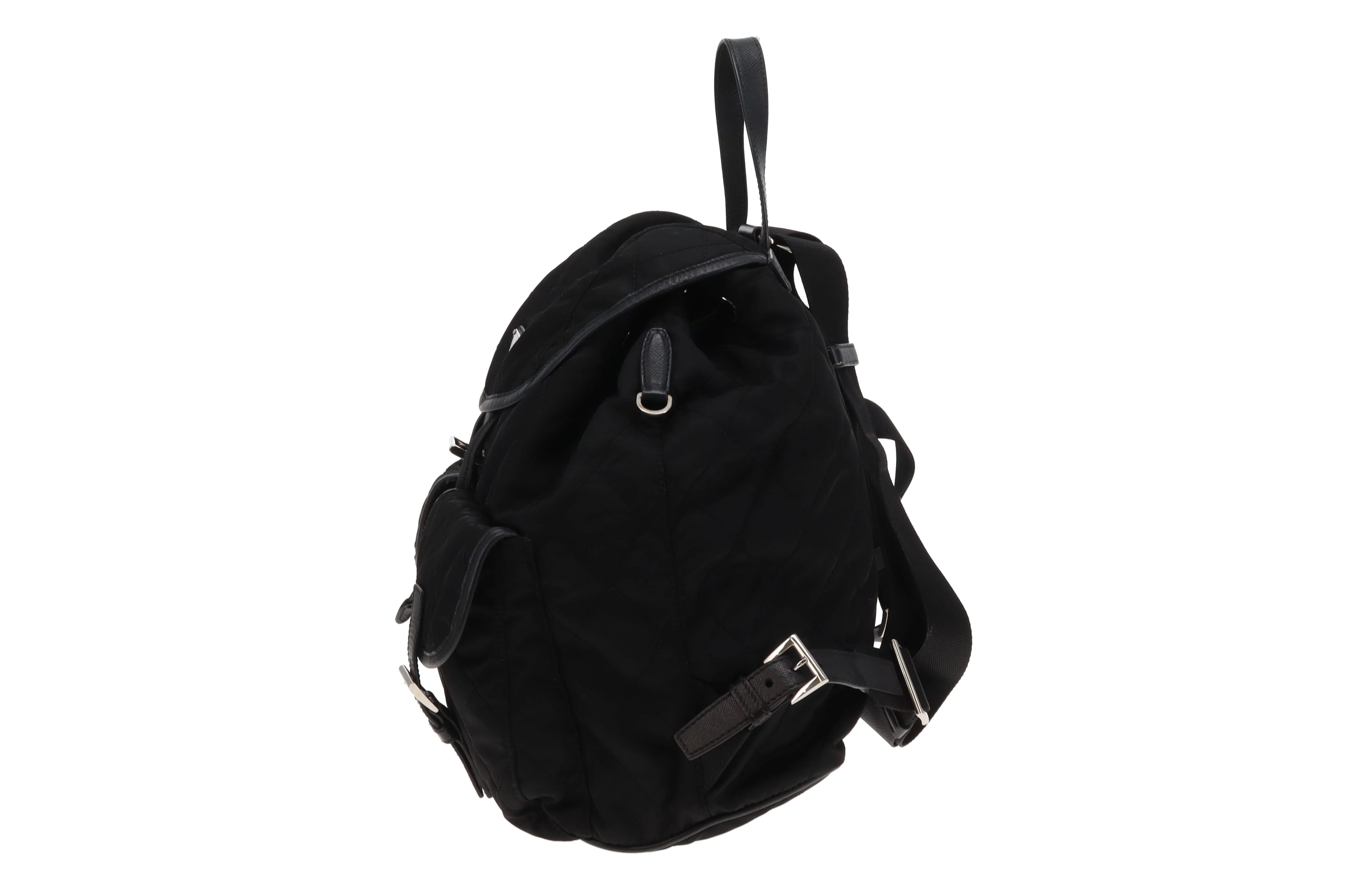 Prada Quilted Nylon Black Twin Pocket Backpack Black - Image 6