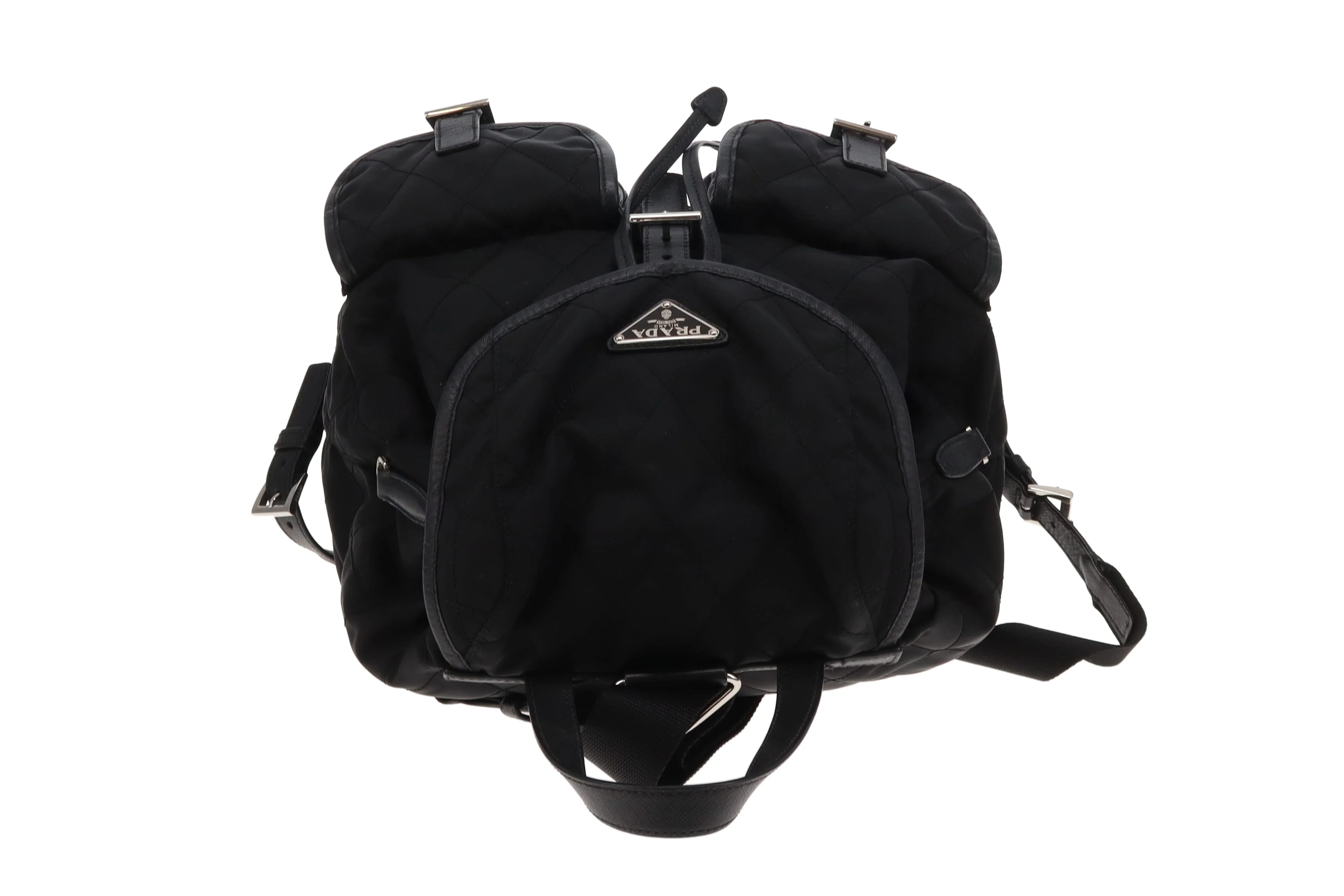 Prada Quilted Nylon Black Twin Pocket Backpack Black - Image 7