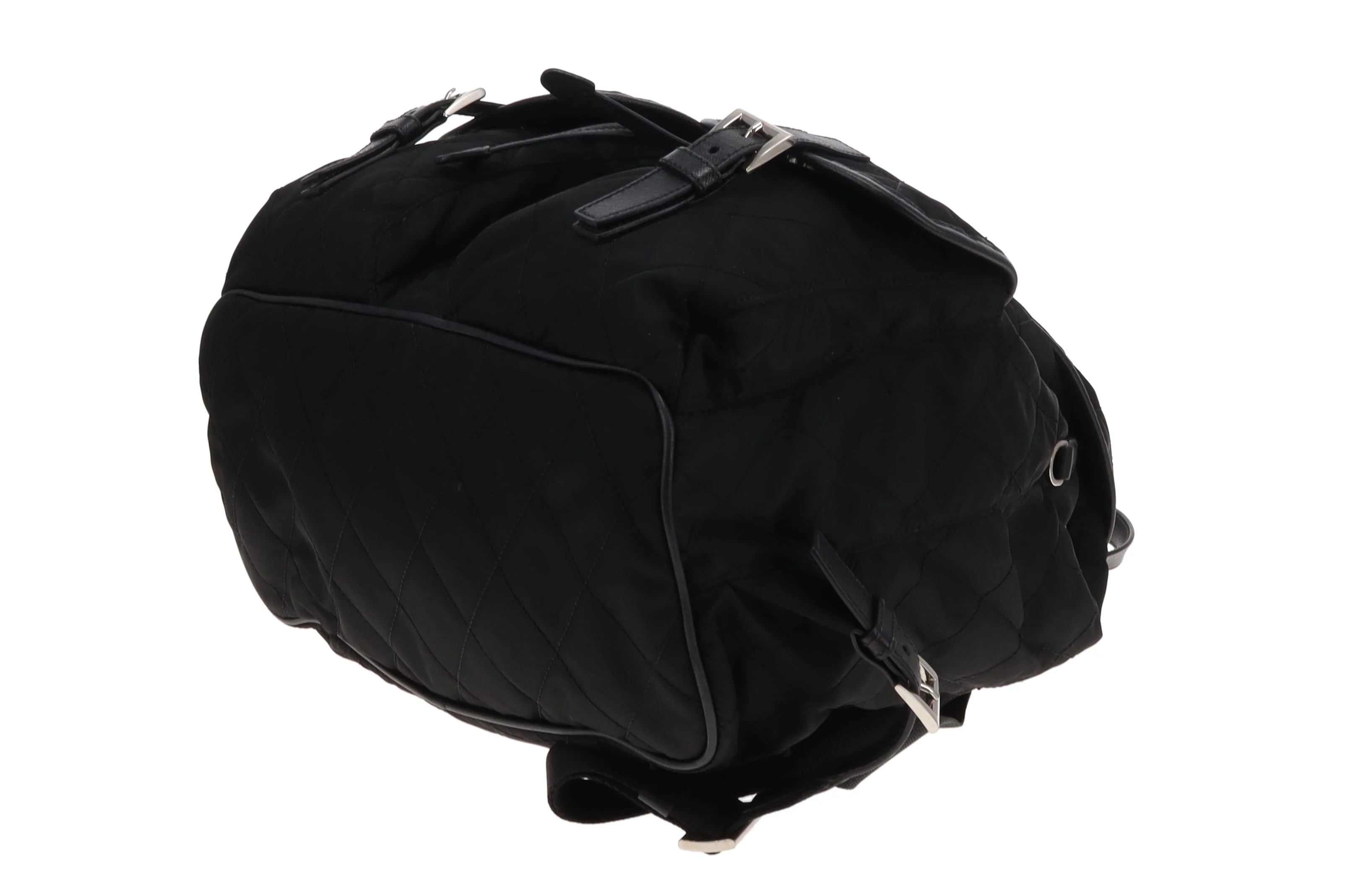 Prada Quilted Nylon Black Twin Pocket Backpack Black - Image 9
