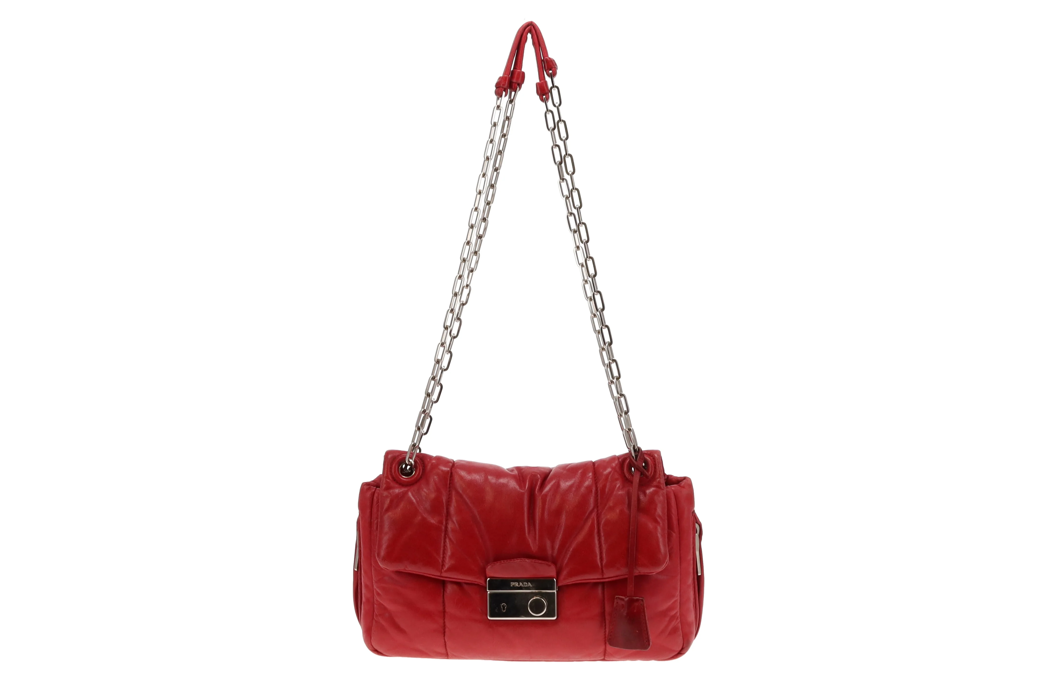 Prada Red Nappa Bomber Shoulder Bag - Image 3