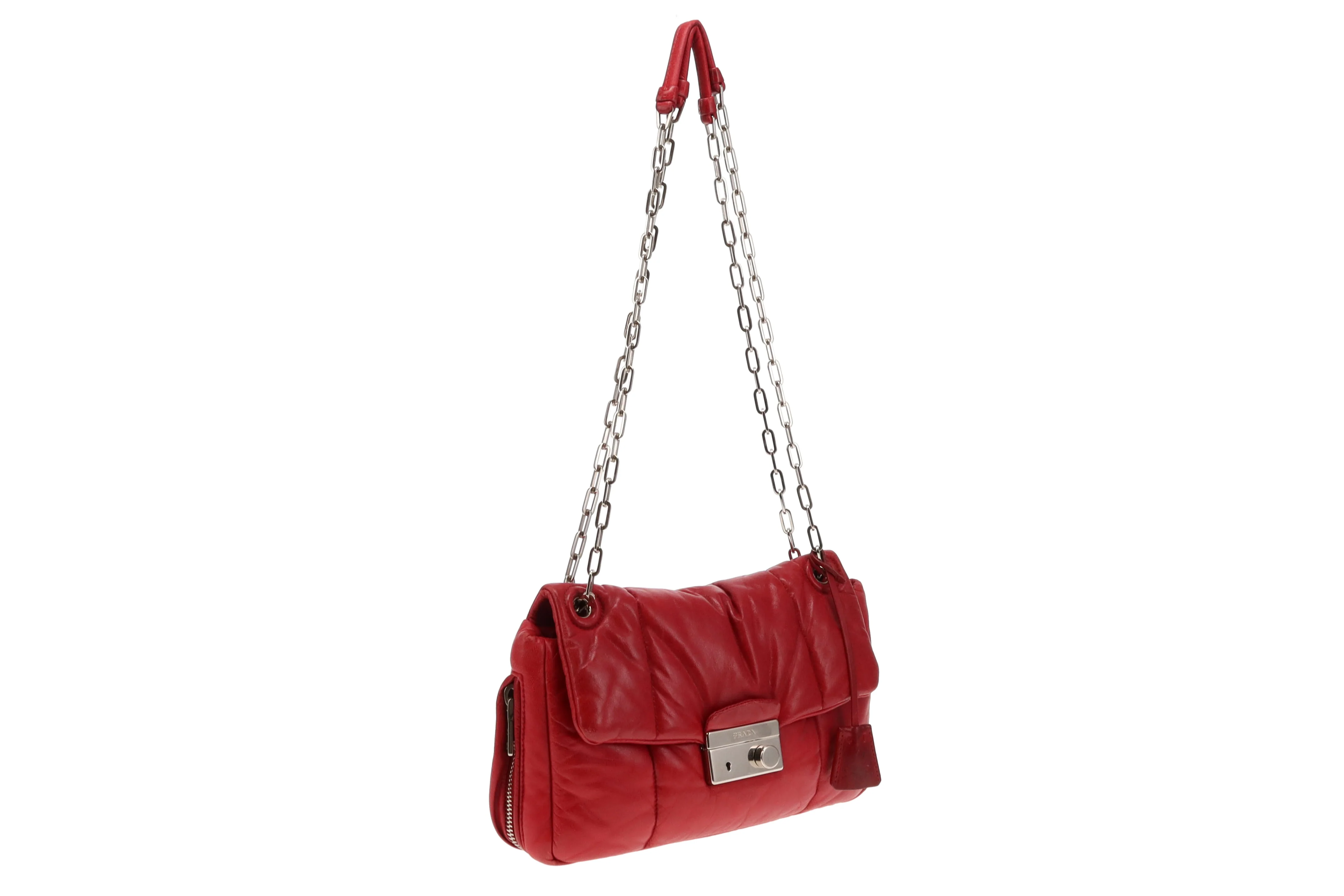 Prada Red Nappa Bomber Shoulder Bag - Image 4