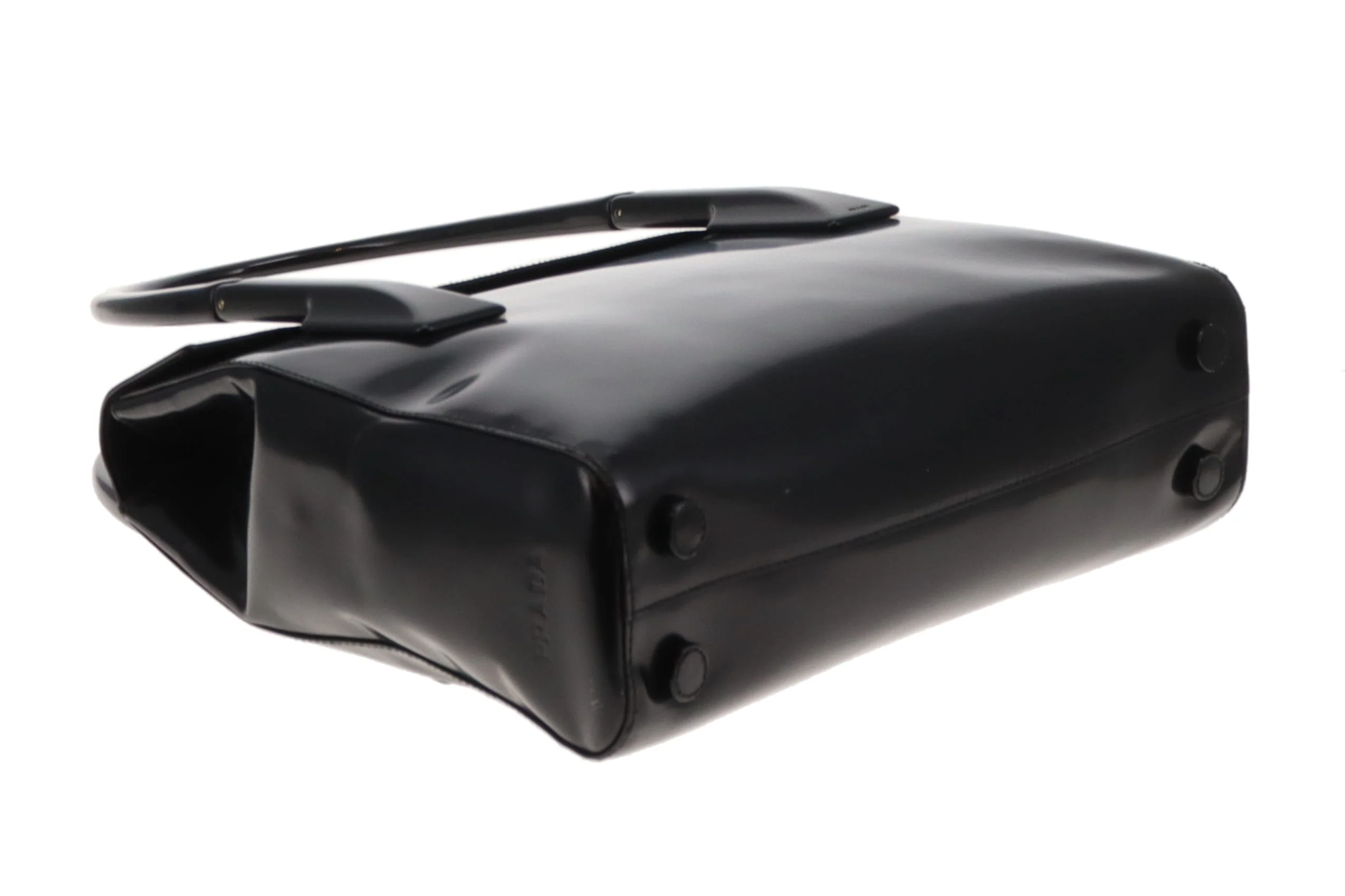 Prada Top Handle Bag Black Smooth Leather - Image 10