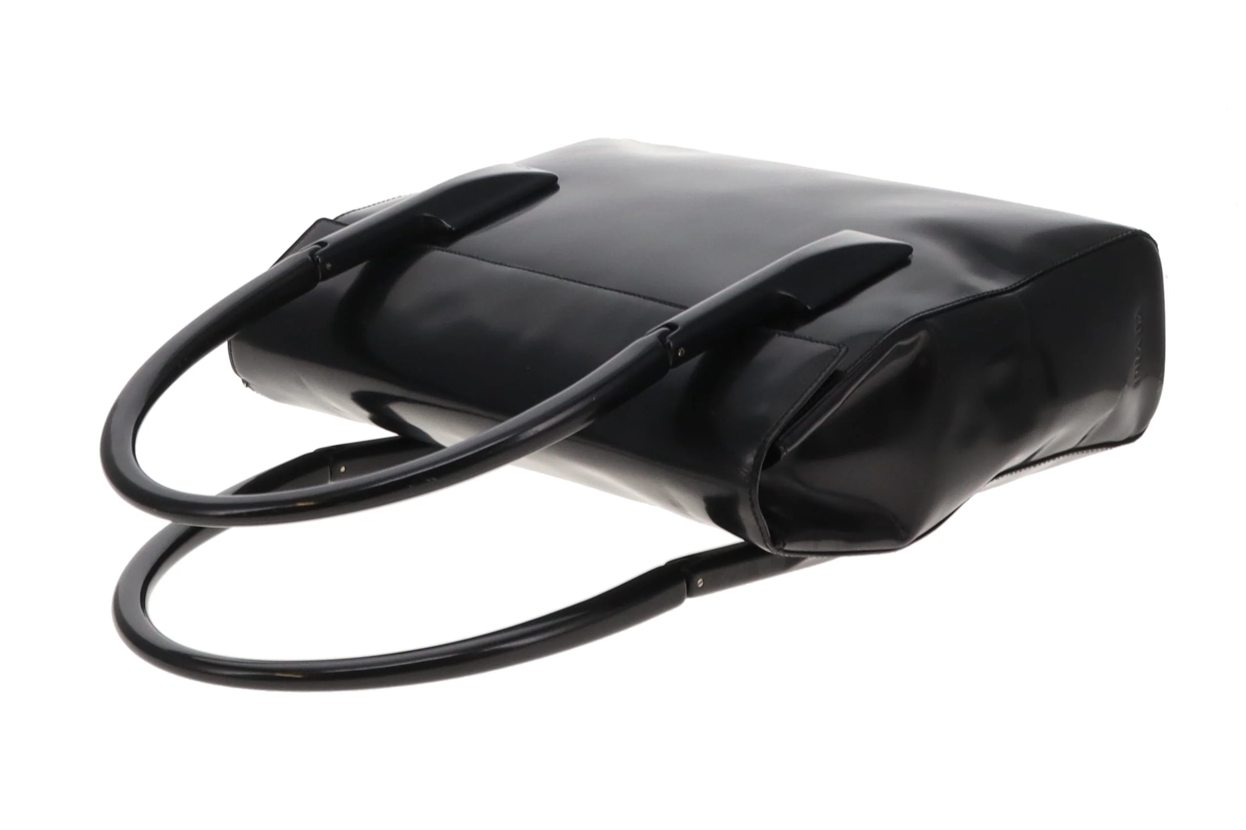 Prada Top Handle Bag Black Smooth Leather - Image 11