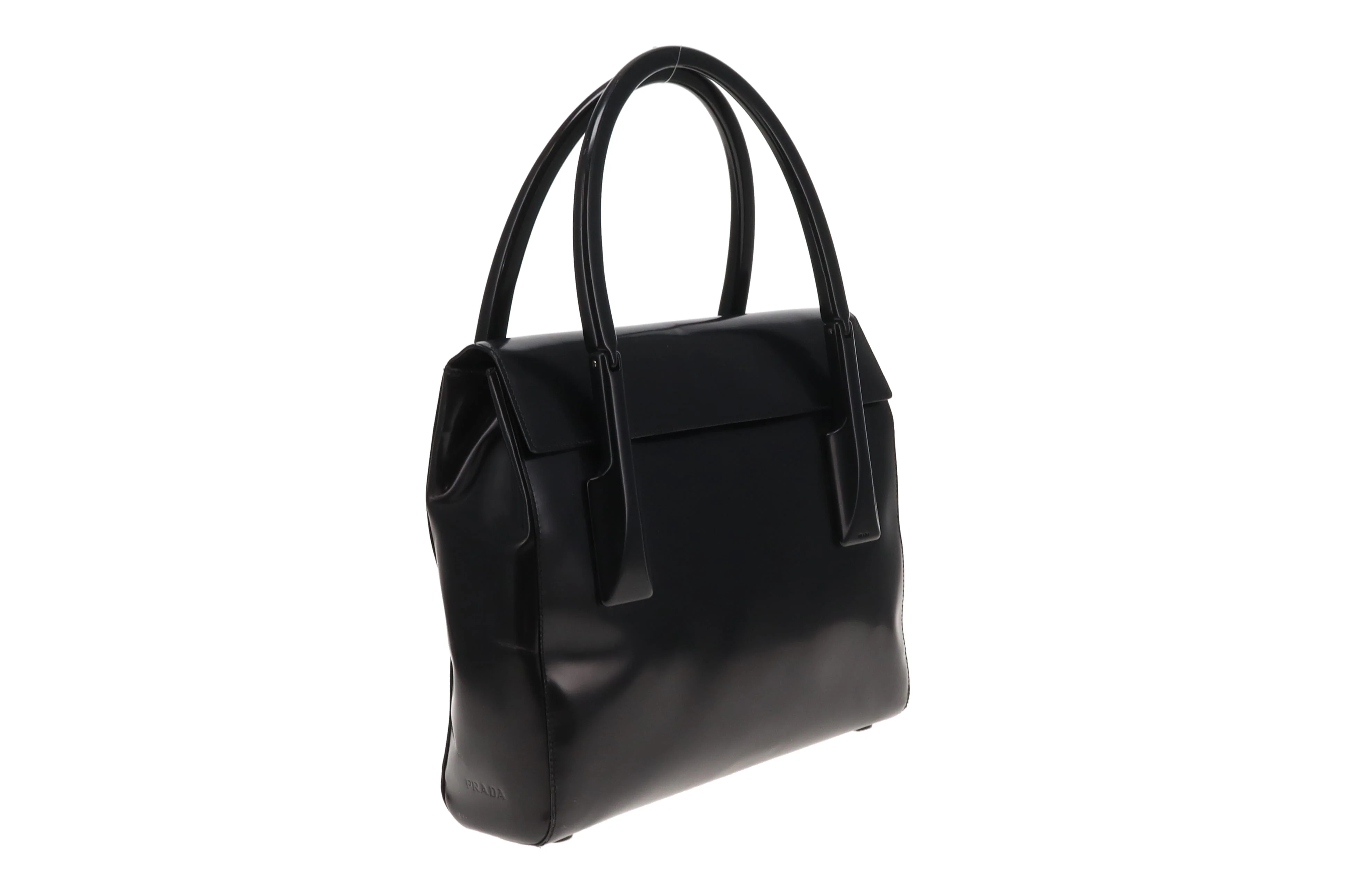 Prada Top Handle Bag Black Smooth Leather - Image 3
