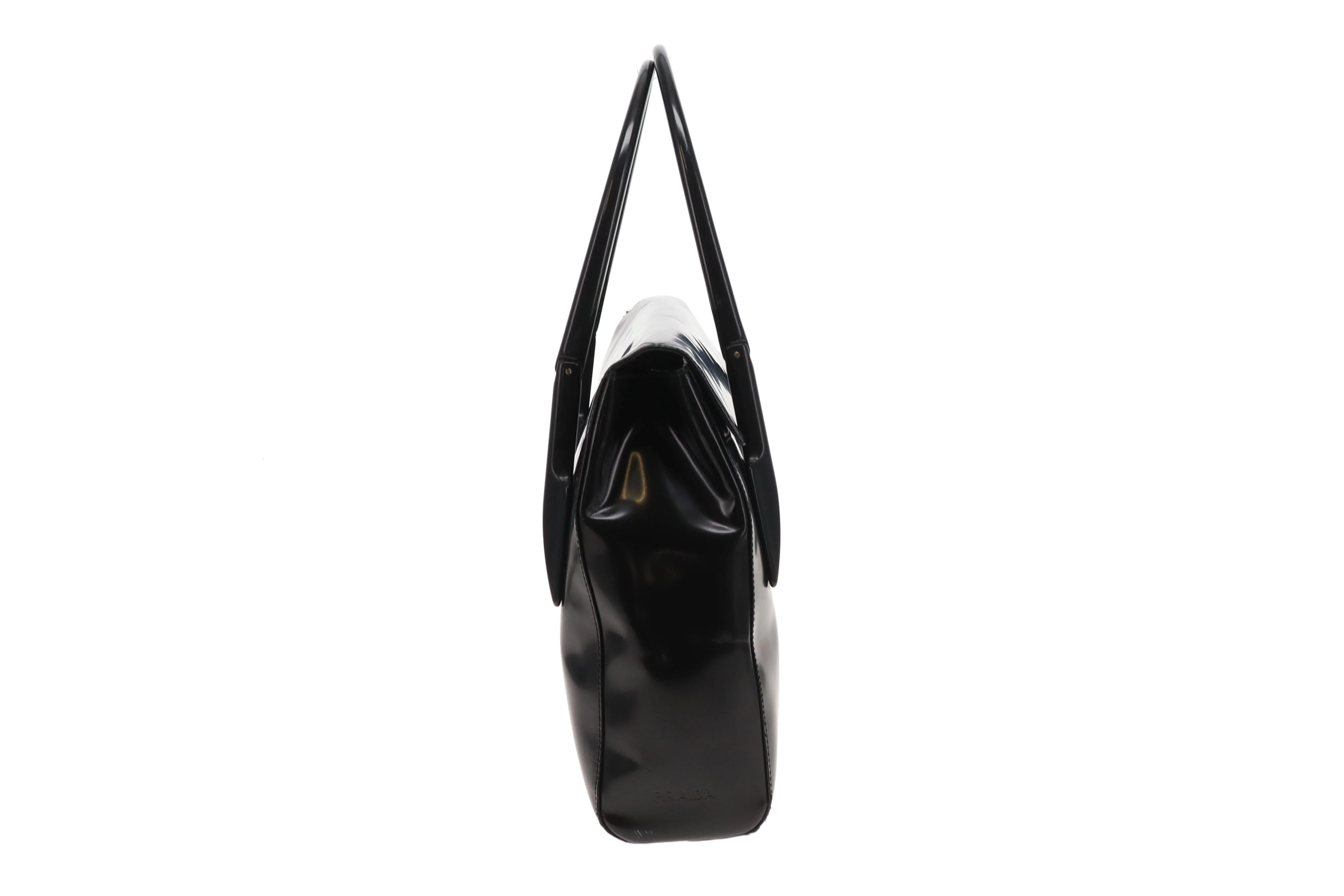 Prada Top Handle Bag Black Smooth Leather - Image 4