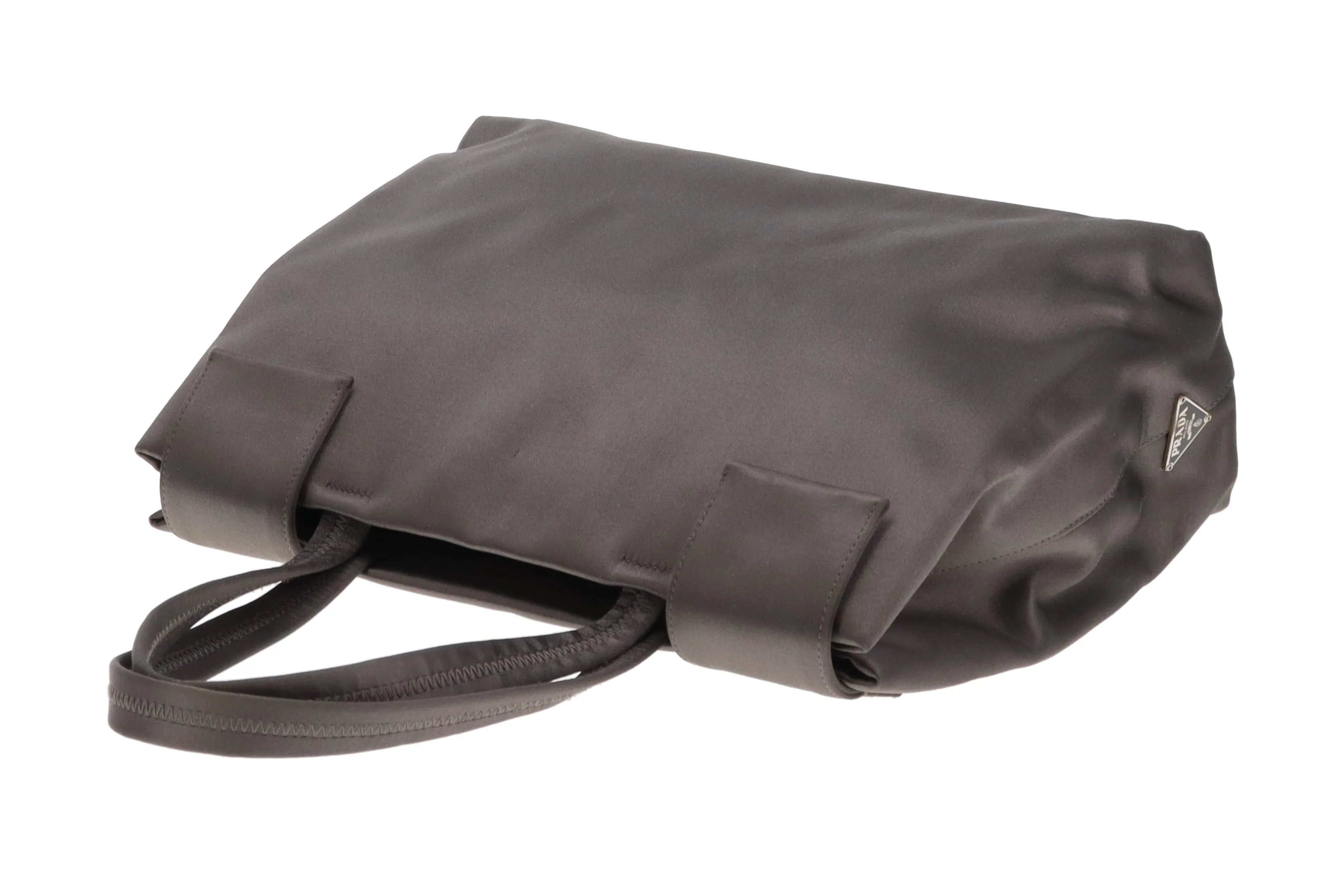 Prada Top Handle Bag Silver Satin - Image 11