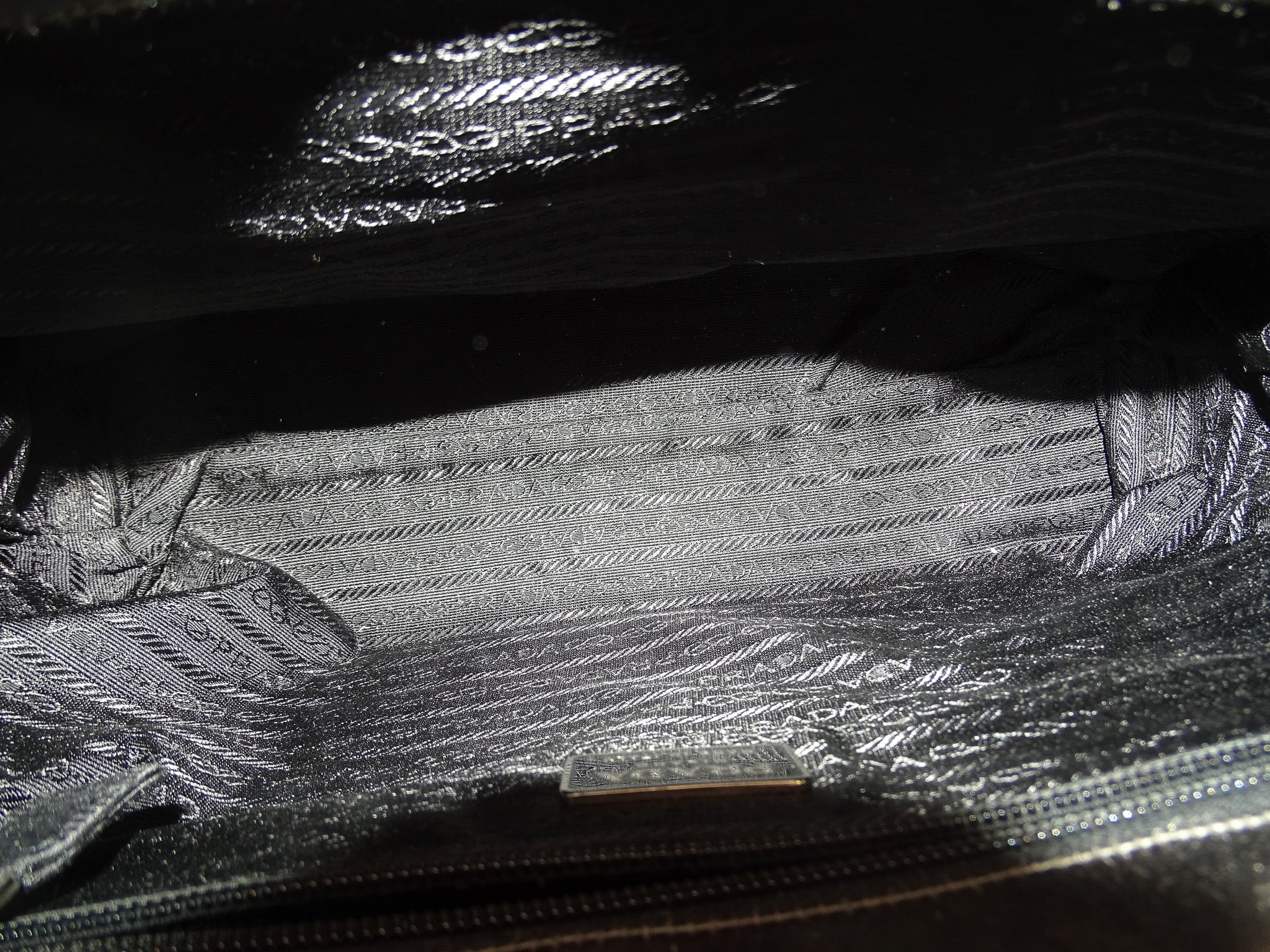 Prada Top Handle Bag Silver Satin - Image 12