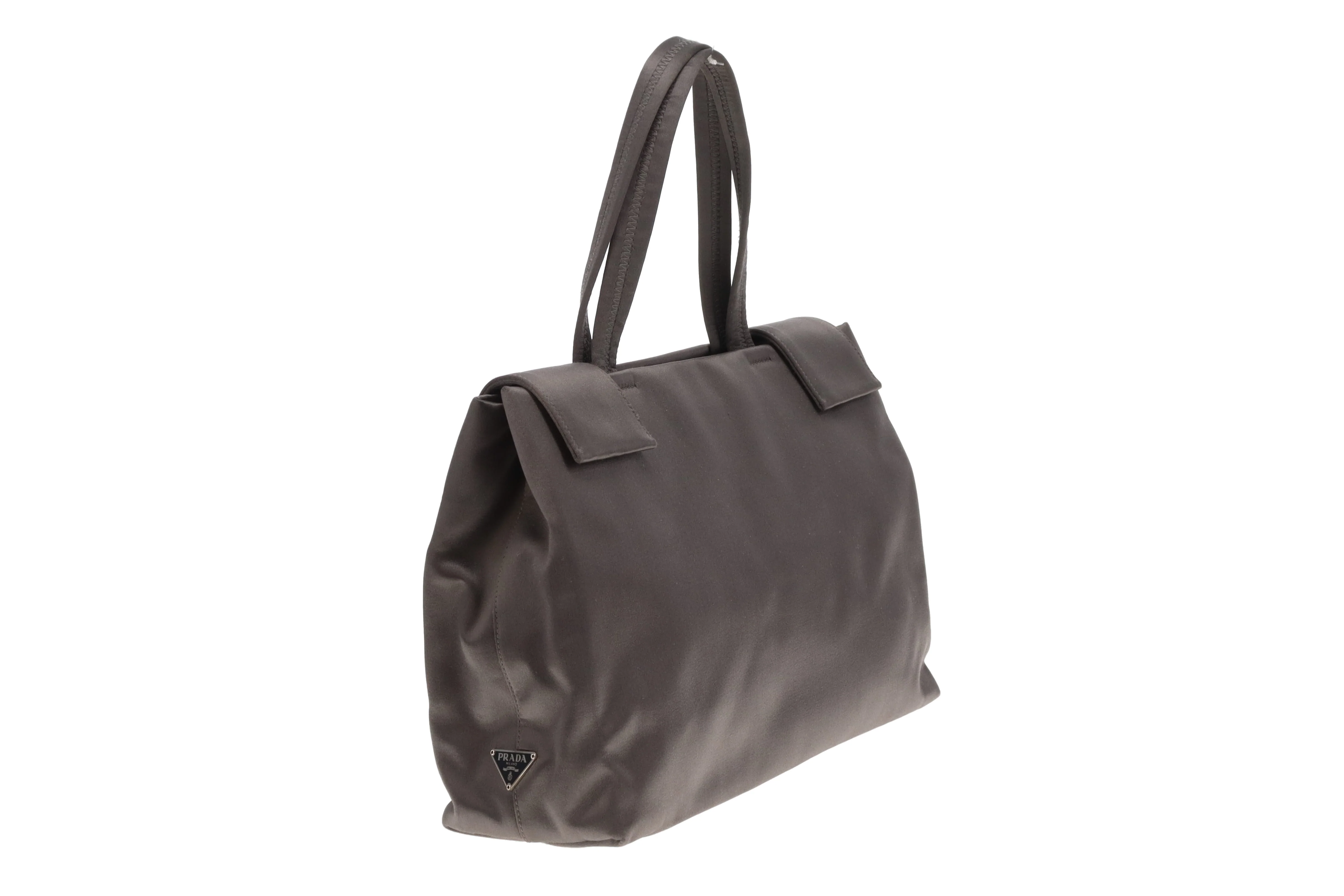 Prada Top Handle Bag Silver Satin - Image 3