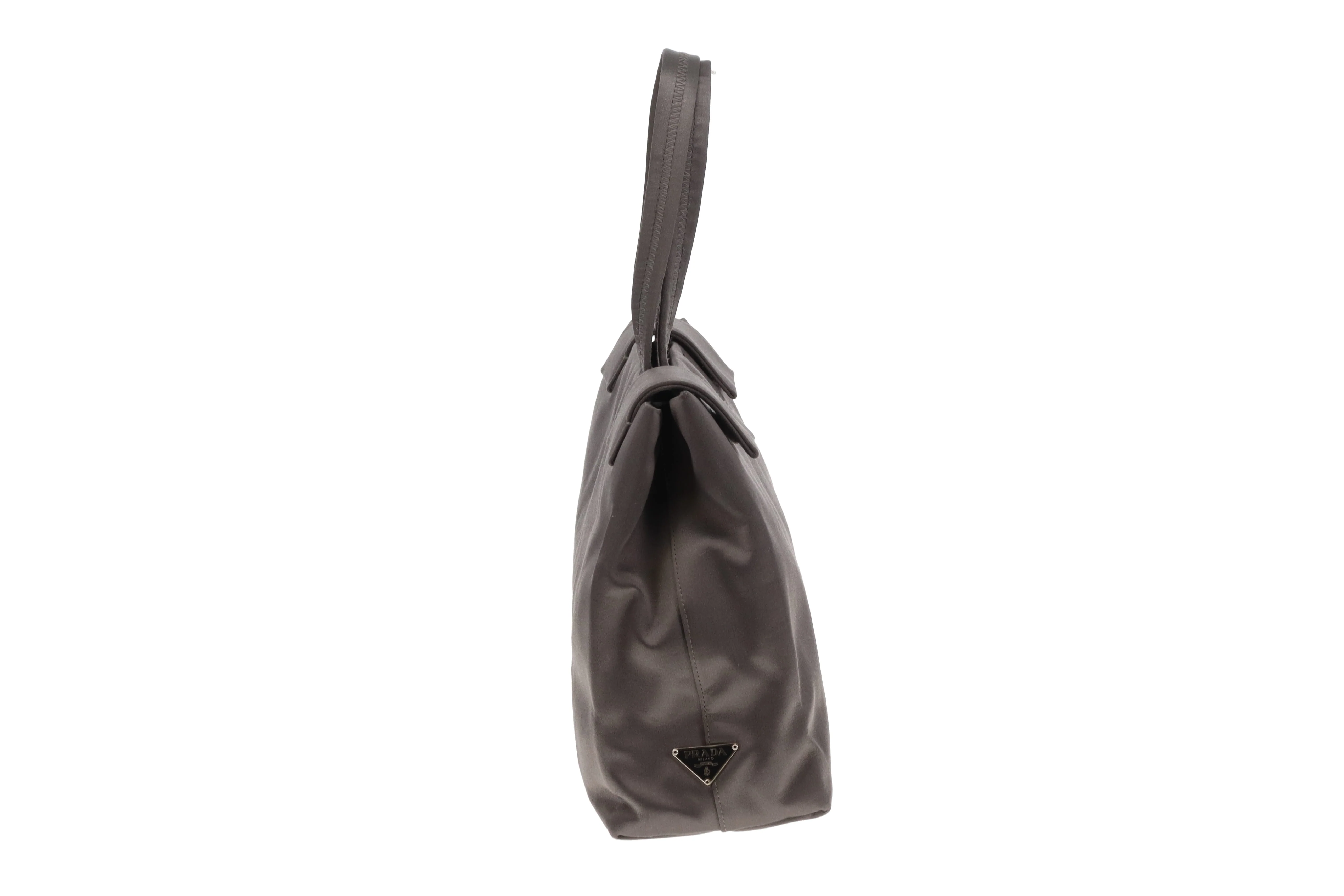 Prada Top Handle Bag Silver Satin - Image 4