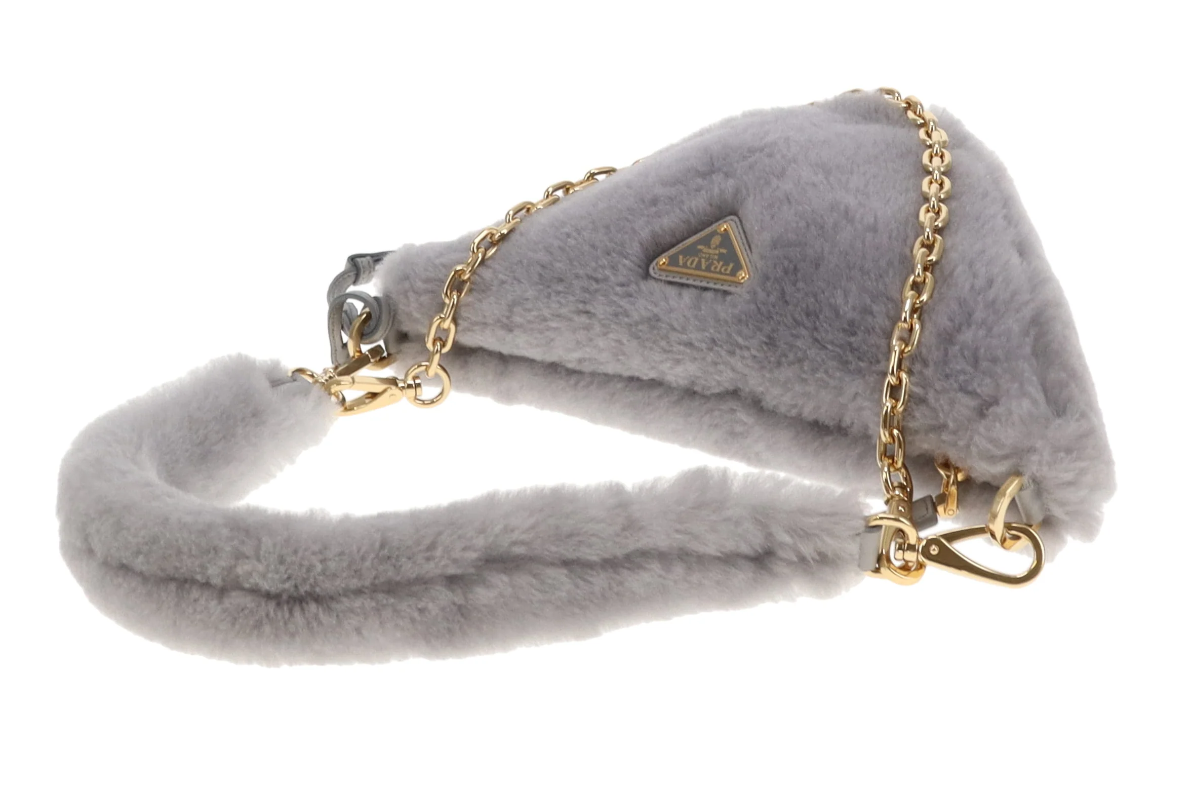 Prada Triangle Shearling Crossbody Bag - Image 14