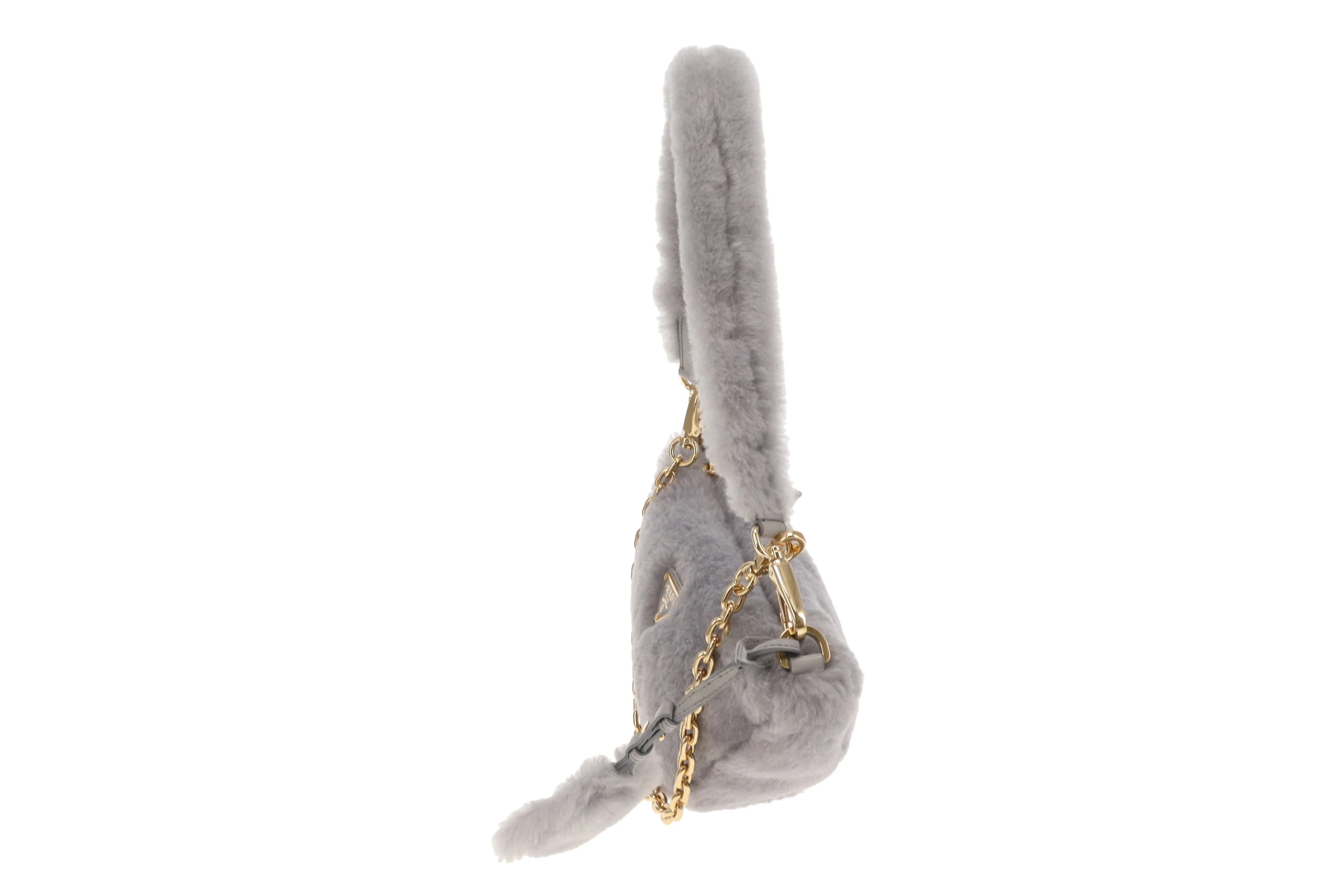 Prada Triangle Shearling Crossbody Bag - Image 9