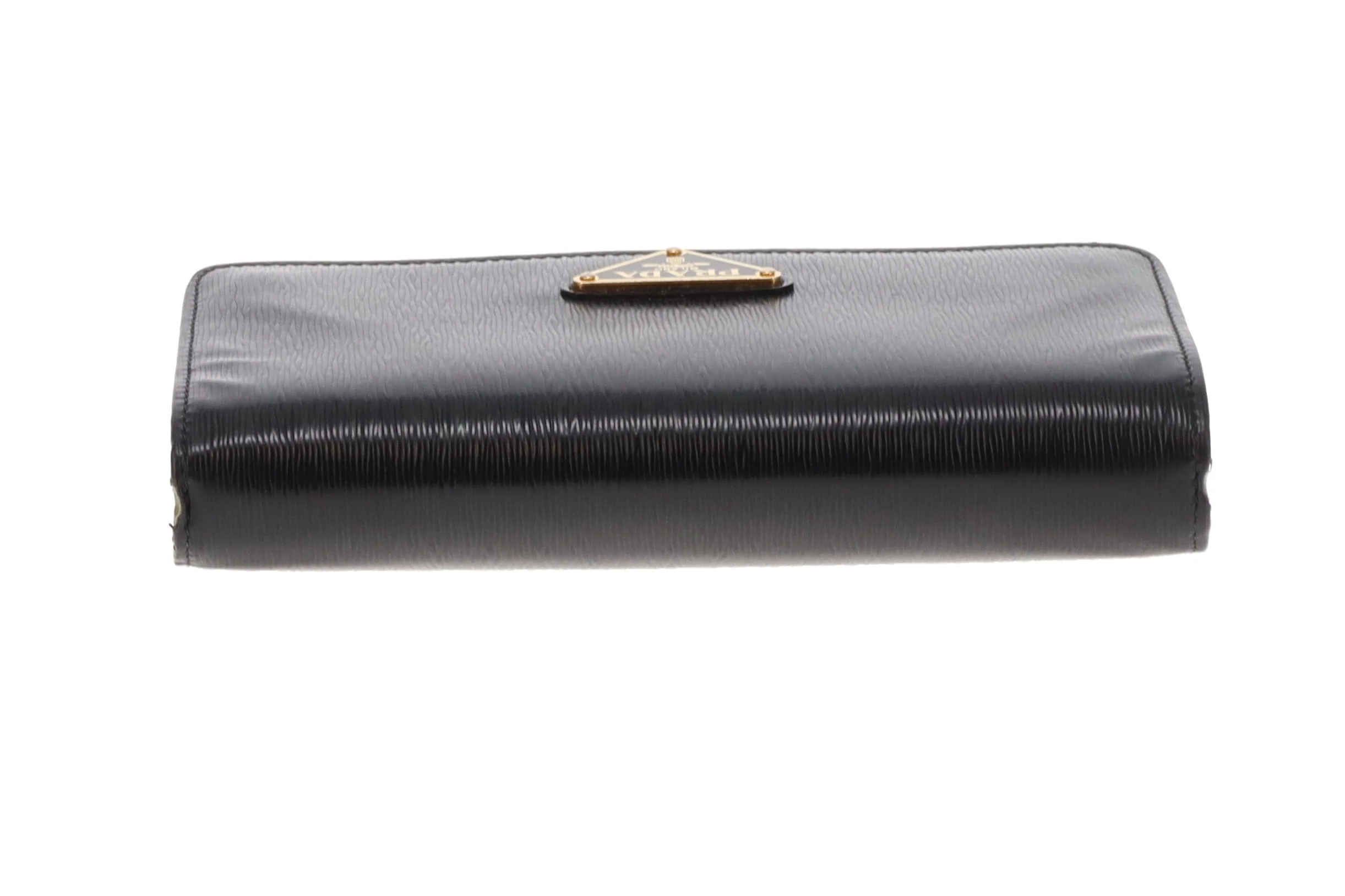 Prada Wallet Black Textured Leather Large - Image 7