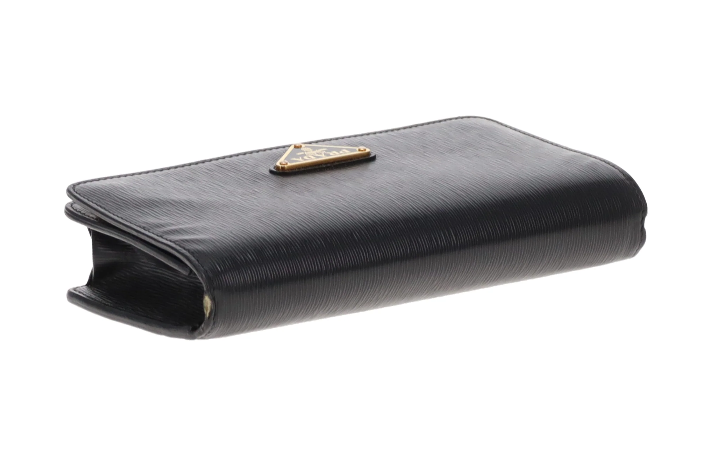 Prada Wallet Black Textured Leather Large - Image 8