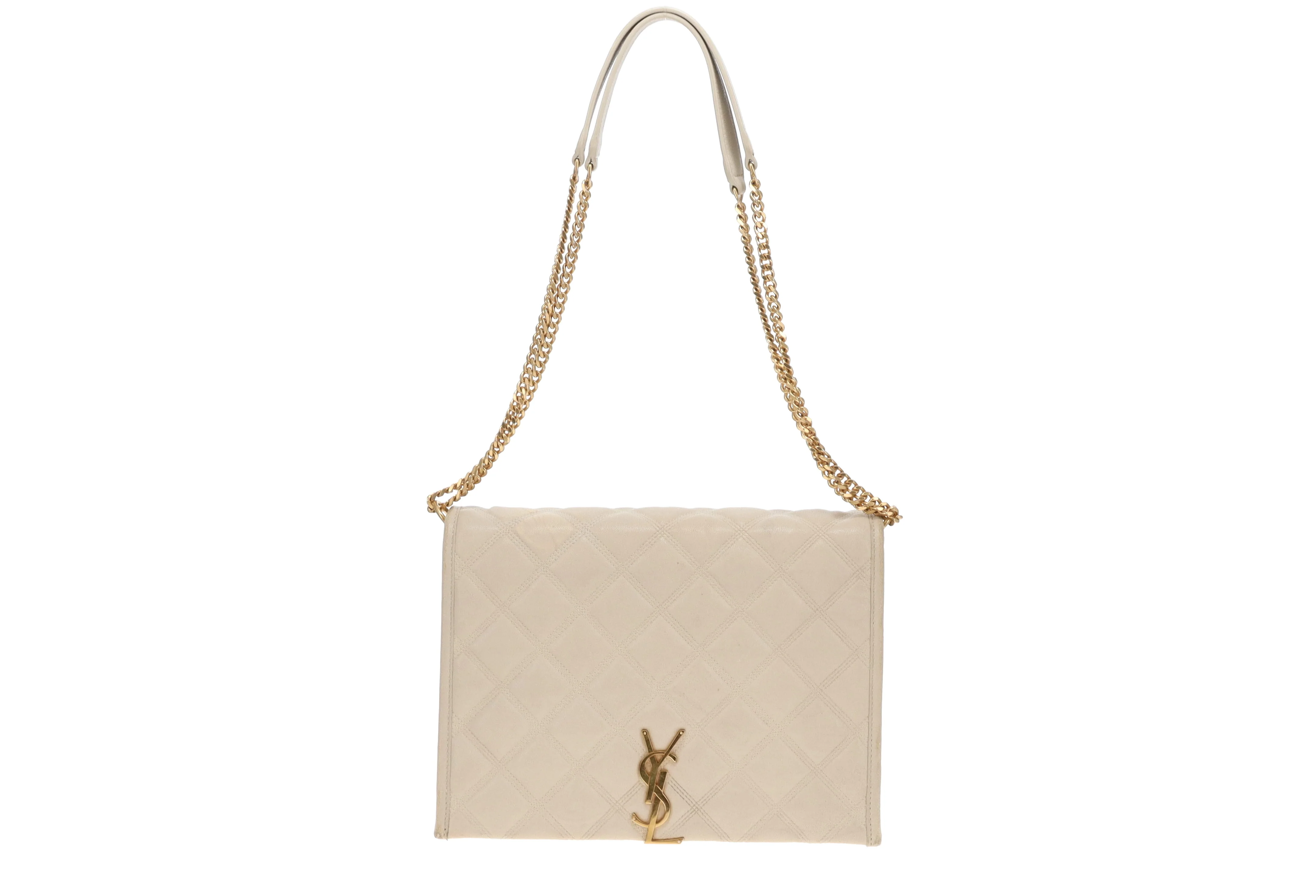 Saint Laurent Becky Quilted Leather Chain Bag In Beige - Image 3