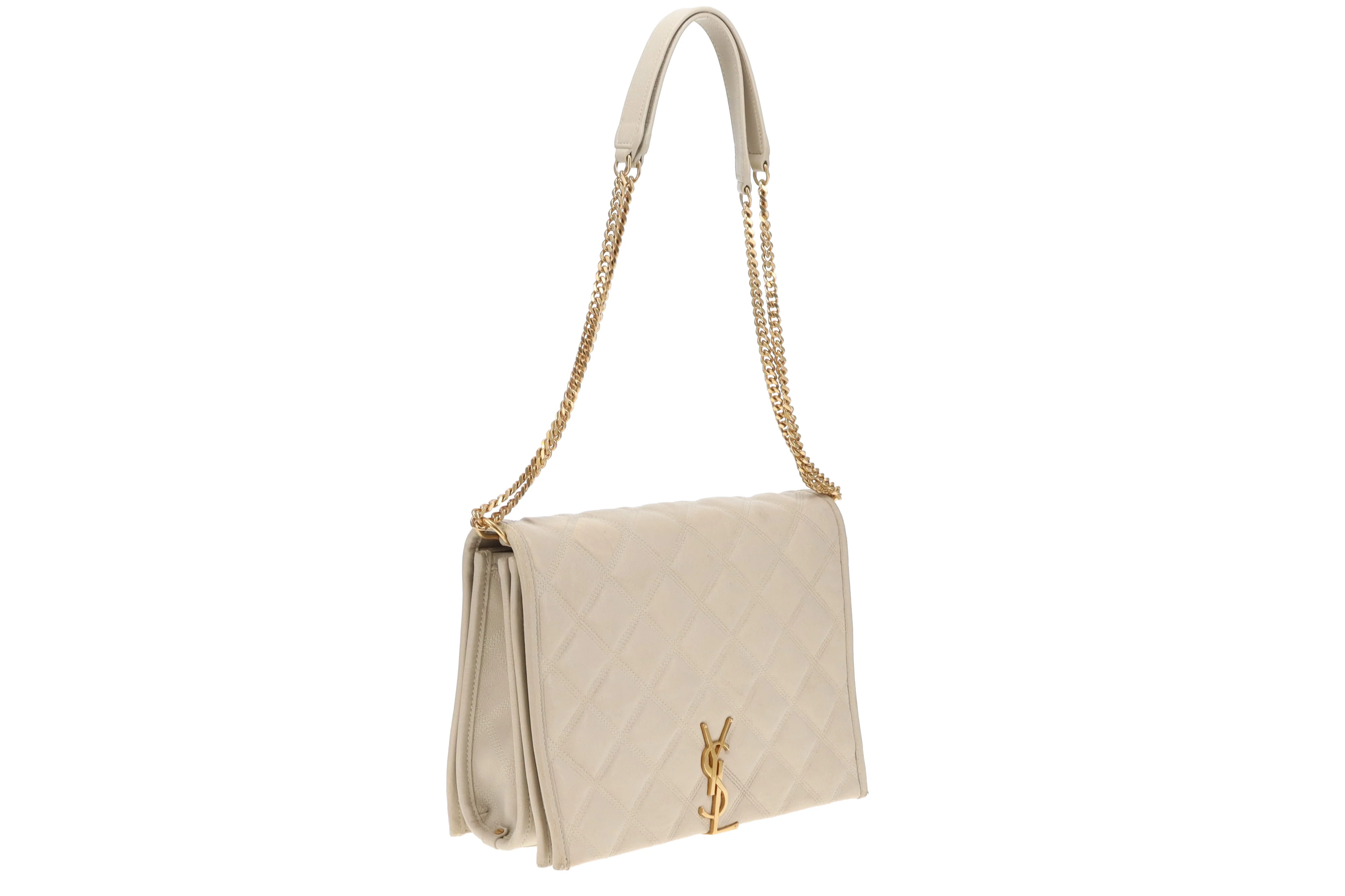 Saint Laurent Becky Quilted Leather Chain Bag In Beige - Image 8