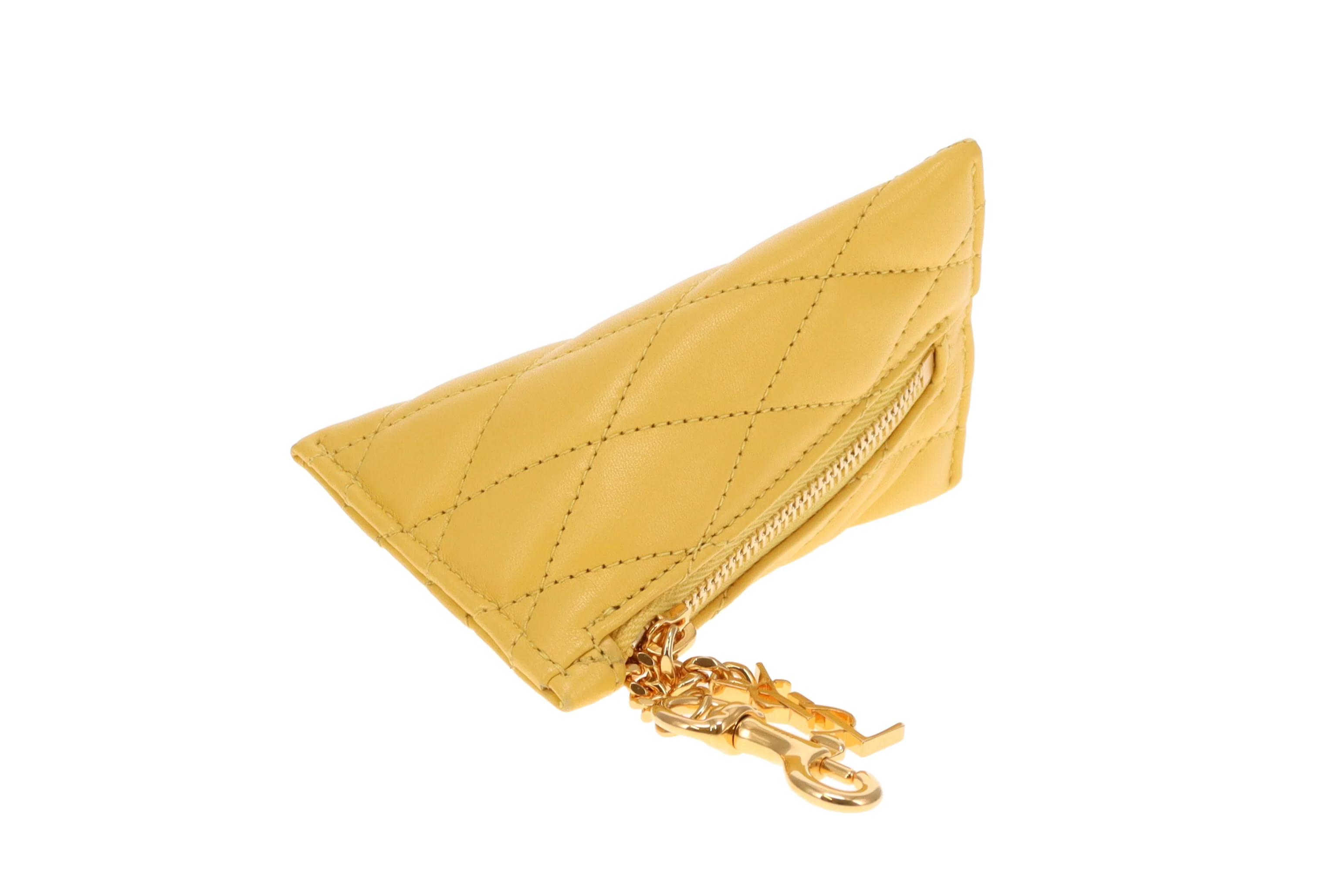 Saint Laurent Berlingo Charm Key Pouch Yellow Lambskin - Image 3