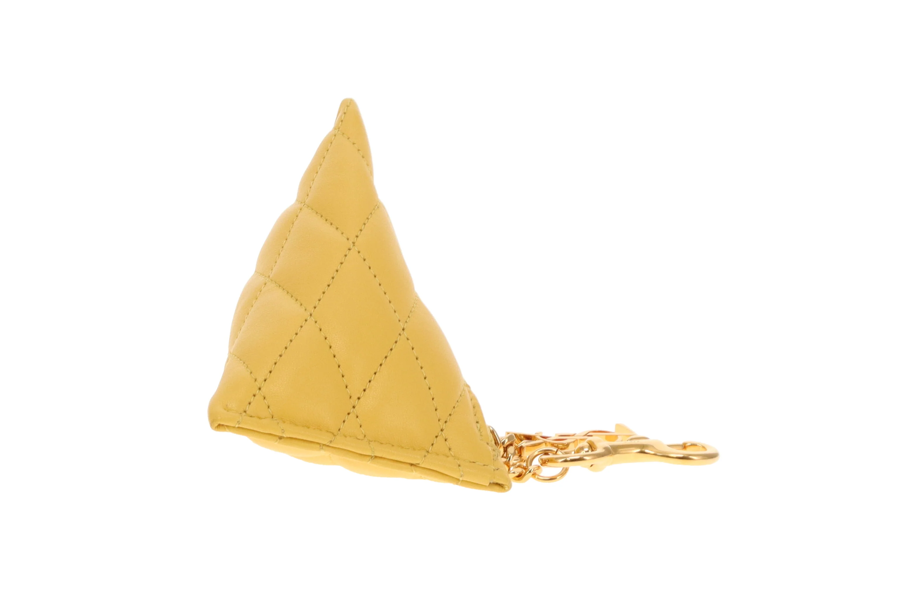 Saint Laurent Berlingo Charm Key Pouch Yellow Lambskin - Image 4