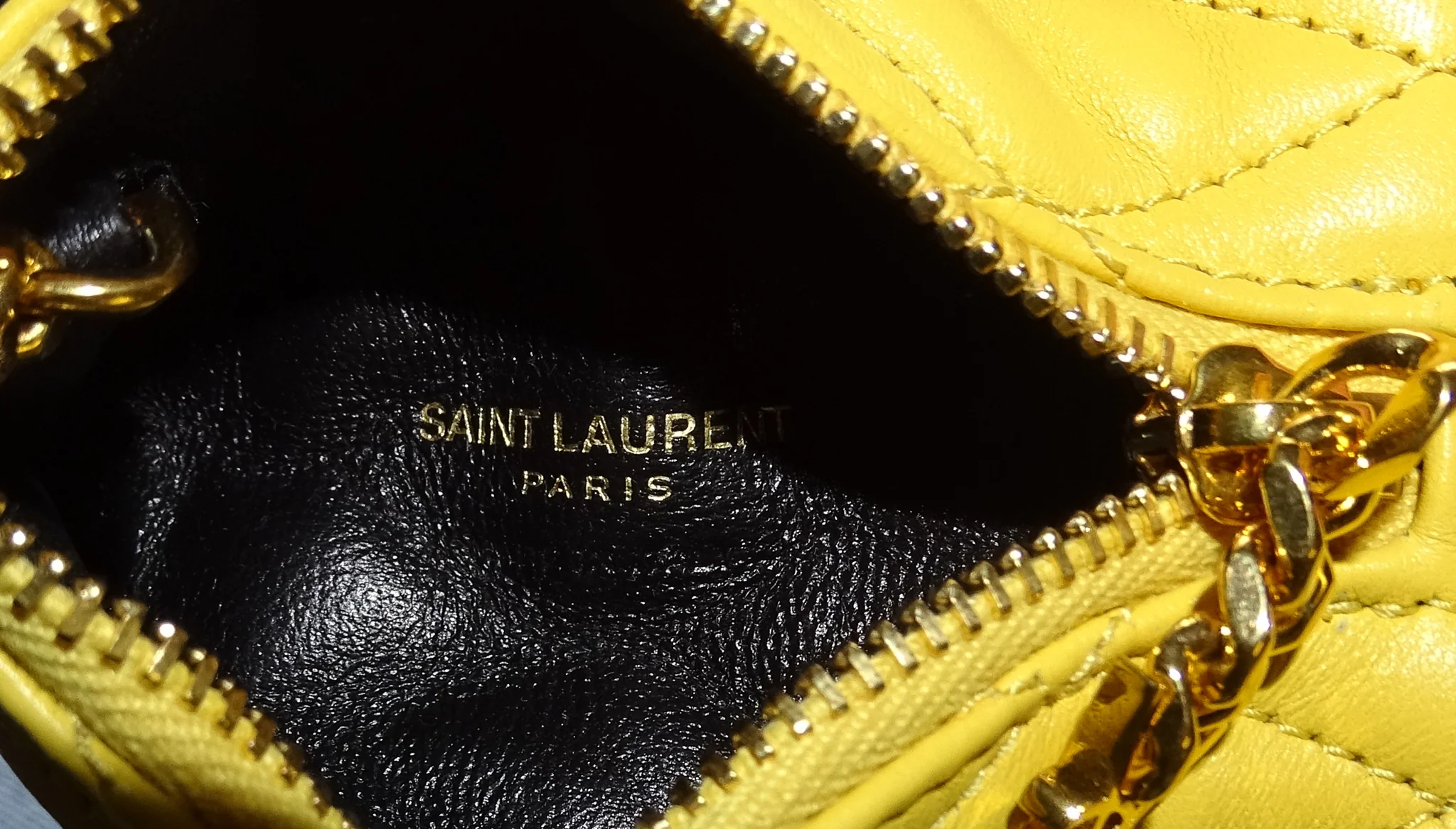 Saint Laurent Berlingo Charm Key Pouch Yellow Lambskin - Image 7