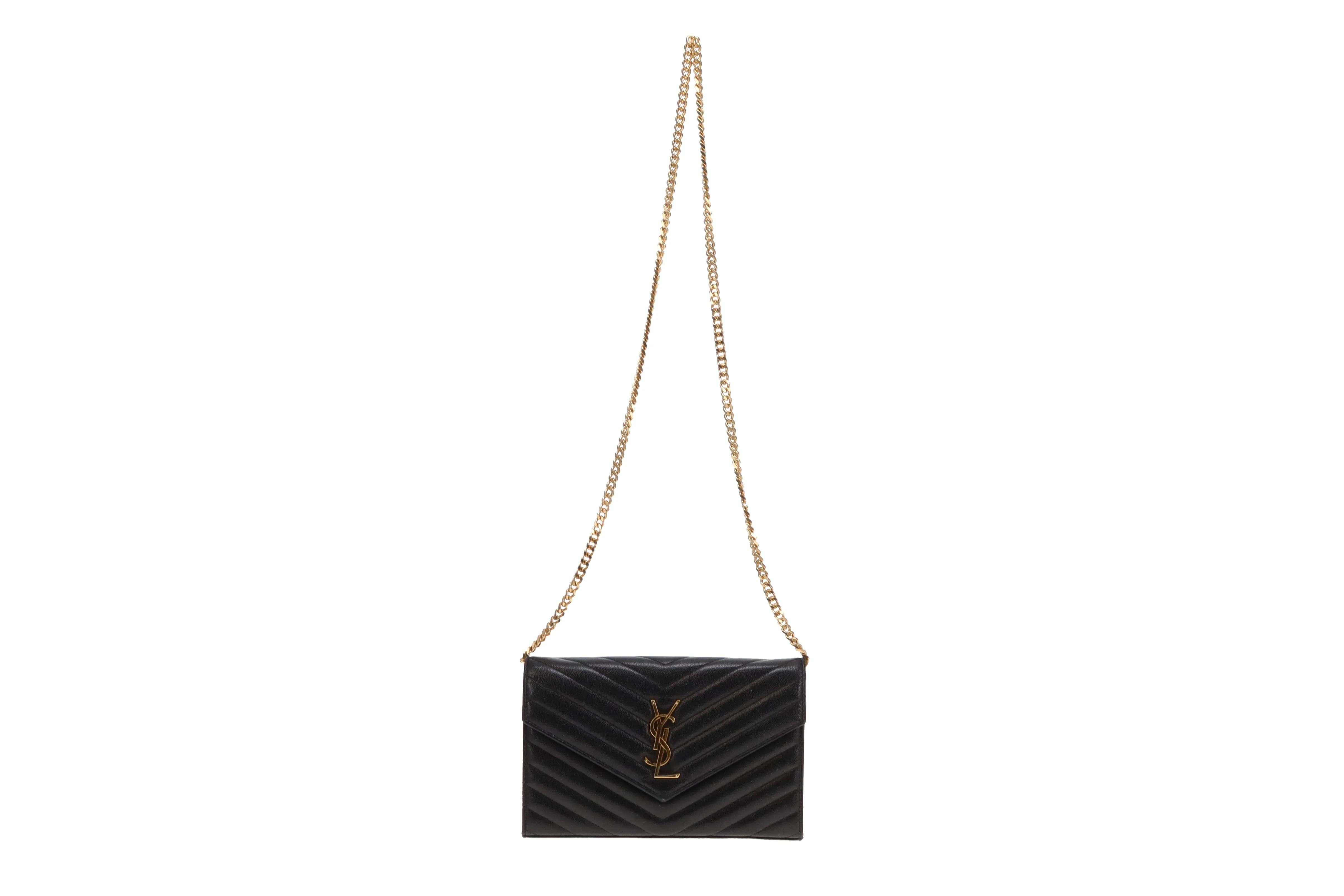 Saint Laurent Cassandre Wallet On Chain Grain De Poudre Black GH - Image 3