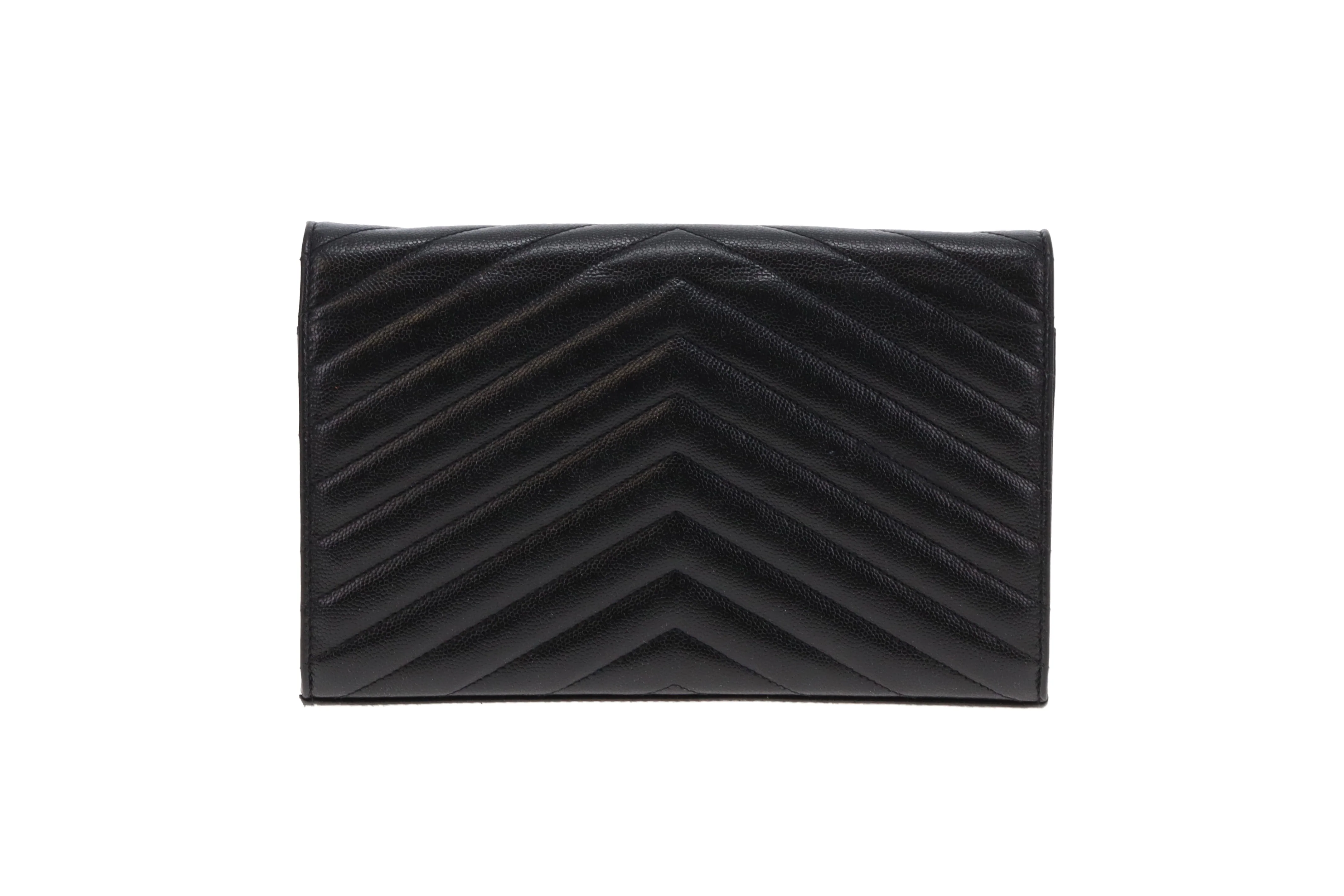 Saint Laurent Cassandre Wallet On Chain Grain De Poudre Black GH - Image 6