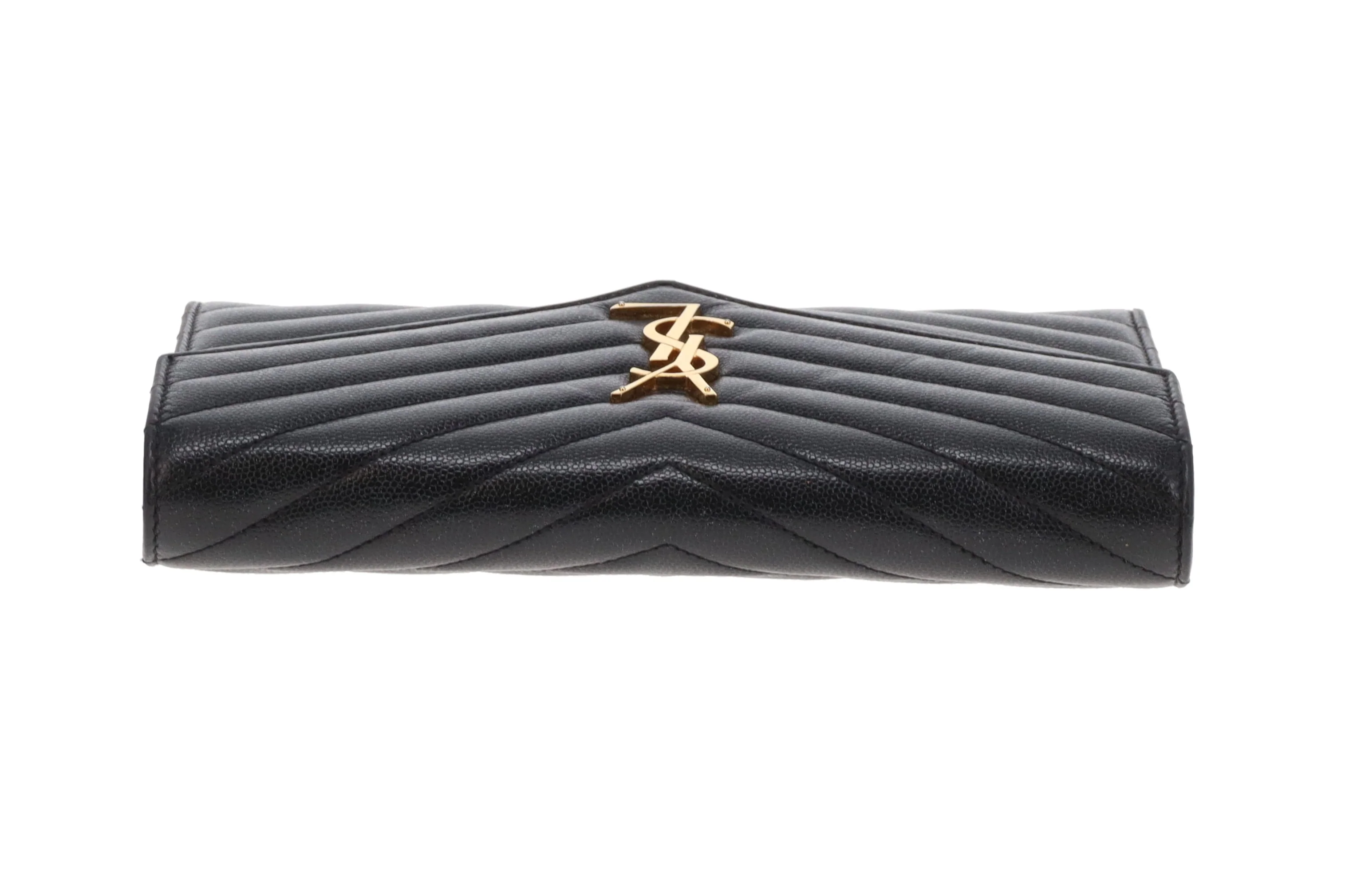 Saint Laurent Cassandre Wallet On Chain Grain De Poudre Black GH - Image 7