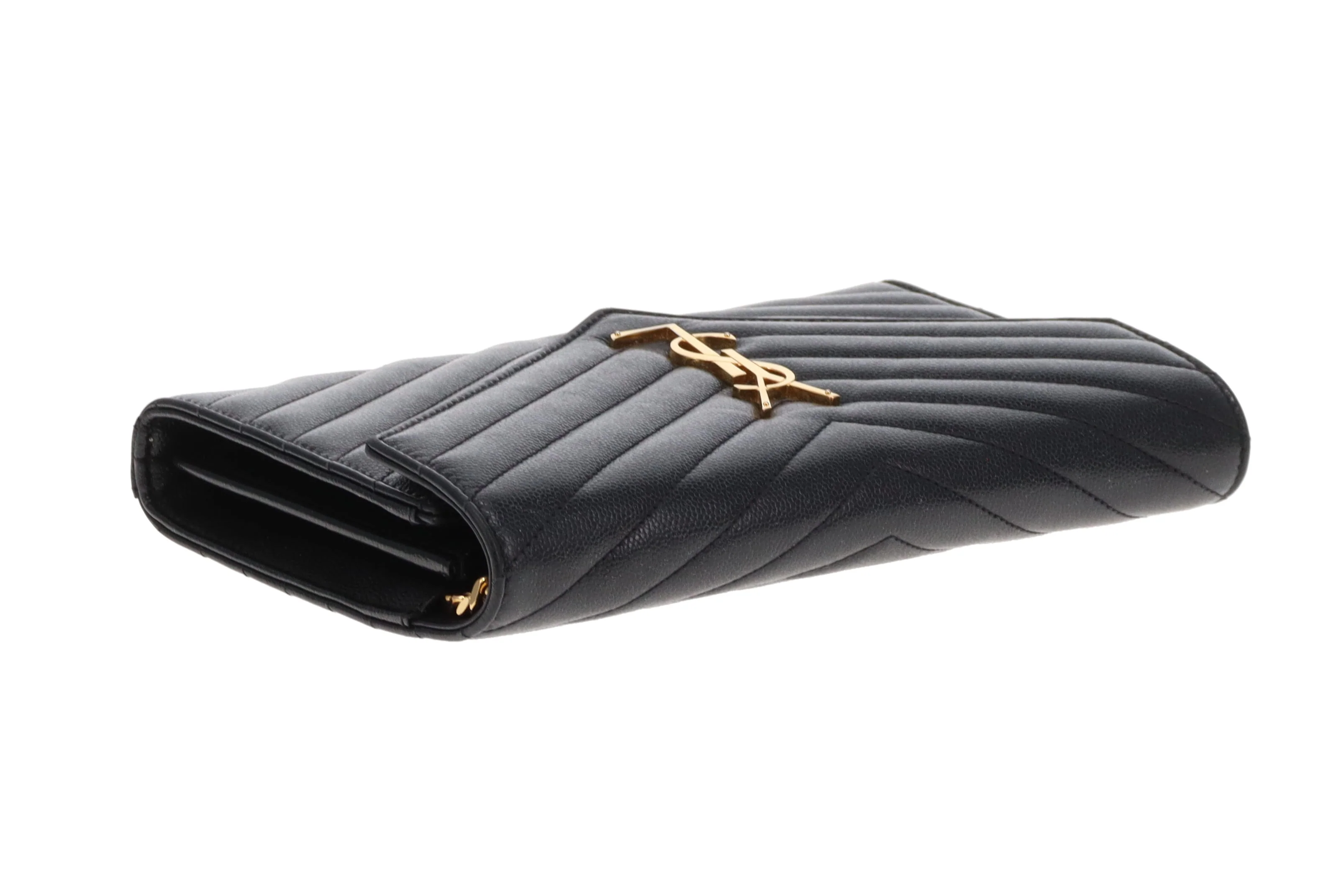 Saint Laurent Cassandre Wallet On Chain Grain De Poudre Black GH - Image 8