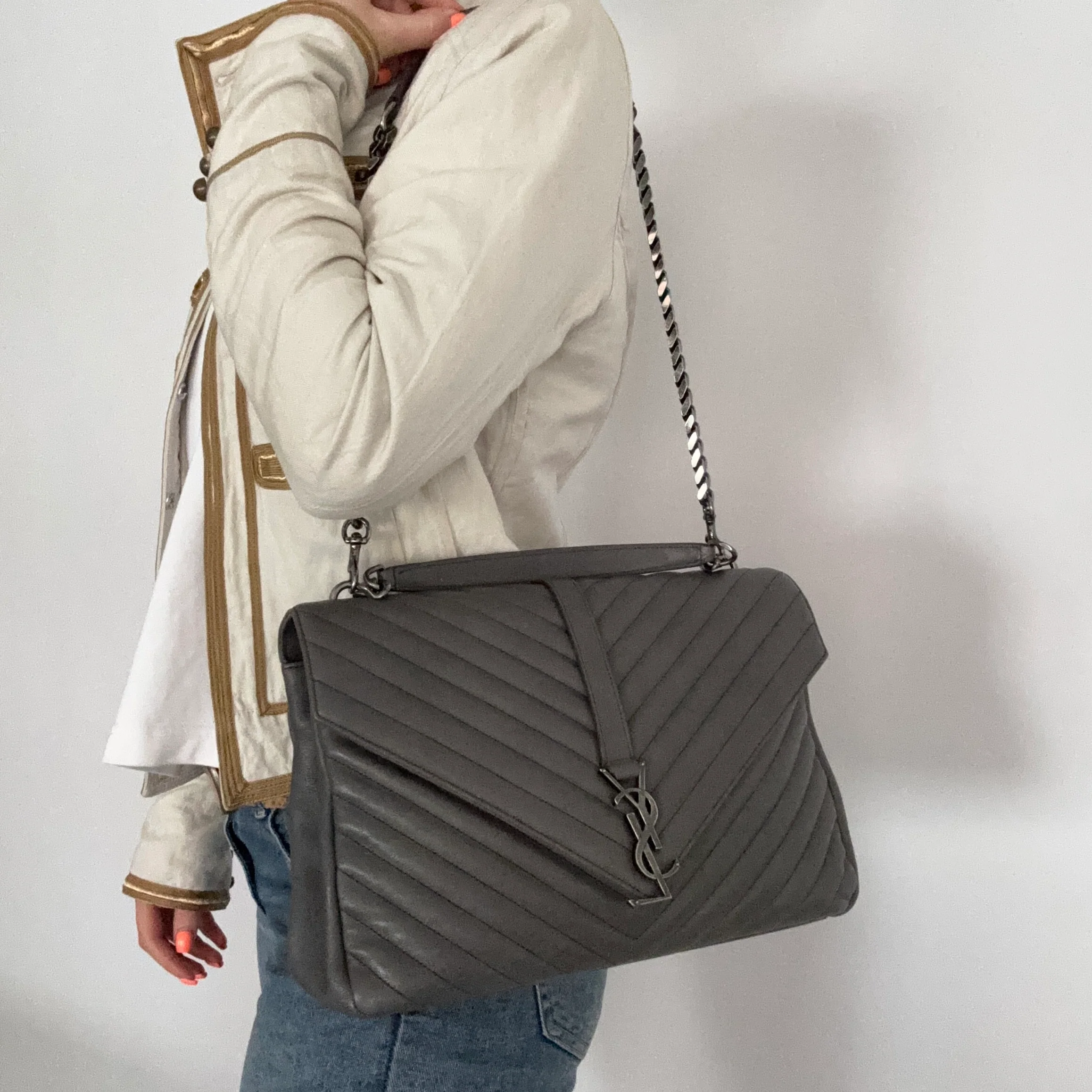 Saint Laurent College Bag Large Grey 2015 - Image 2