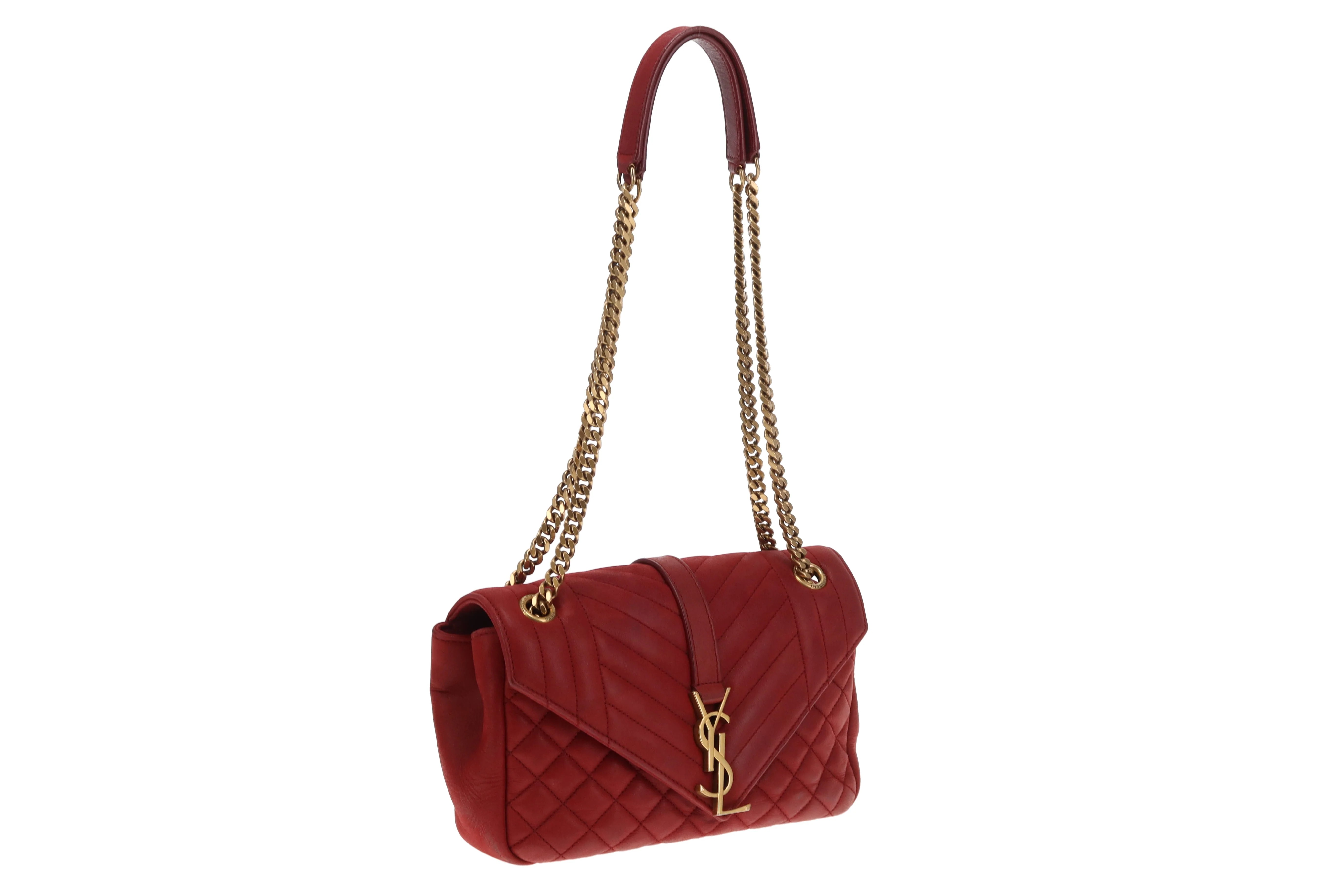 Saint Laurent College Bag Red Mixed Matelasse 2017 - Image 5