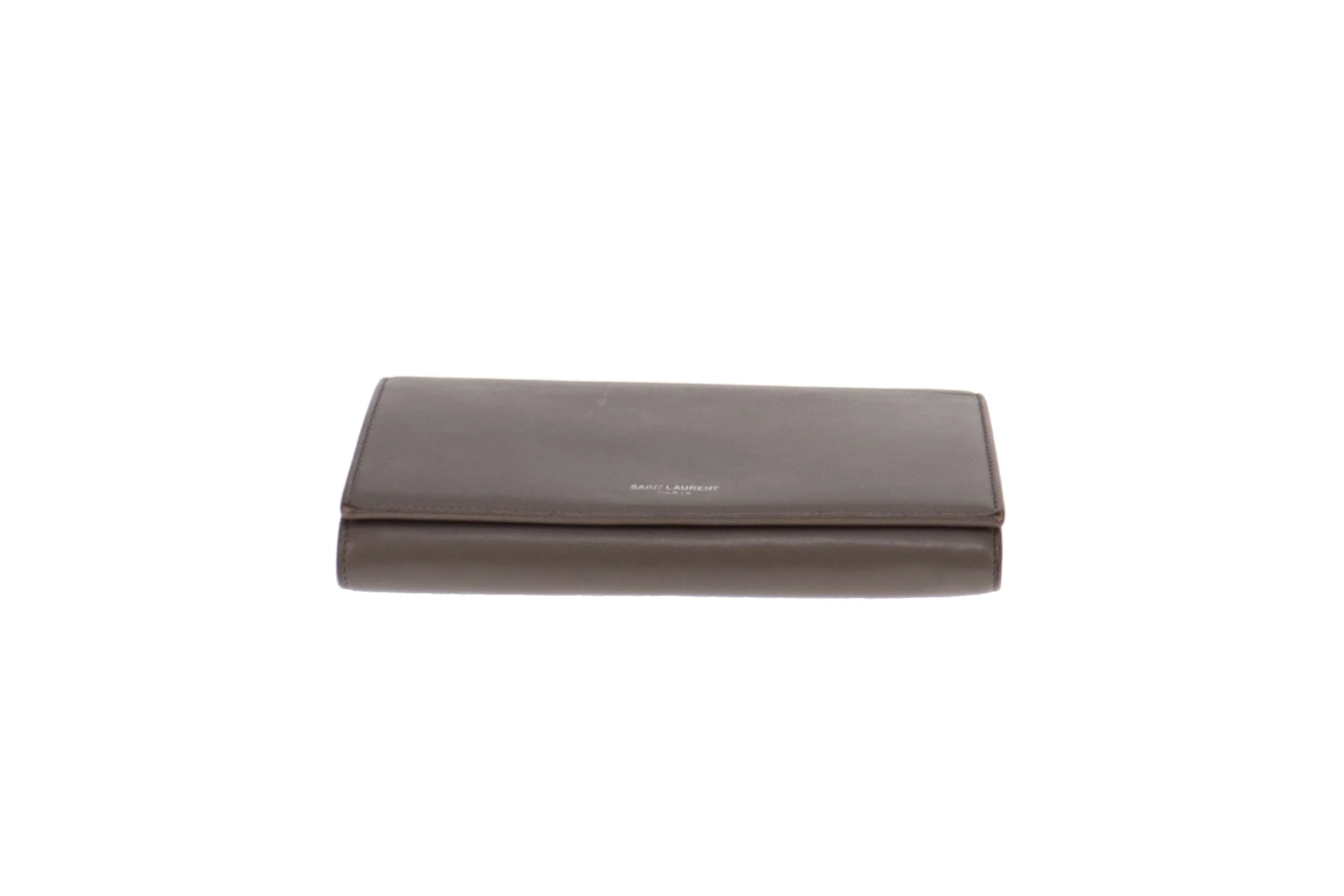 Saint Laurent Grey Calfskin Flap Wallet With Snake Interior Trim - Image 7