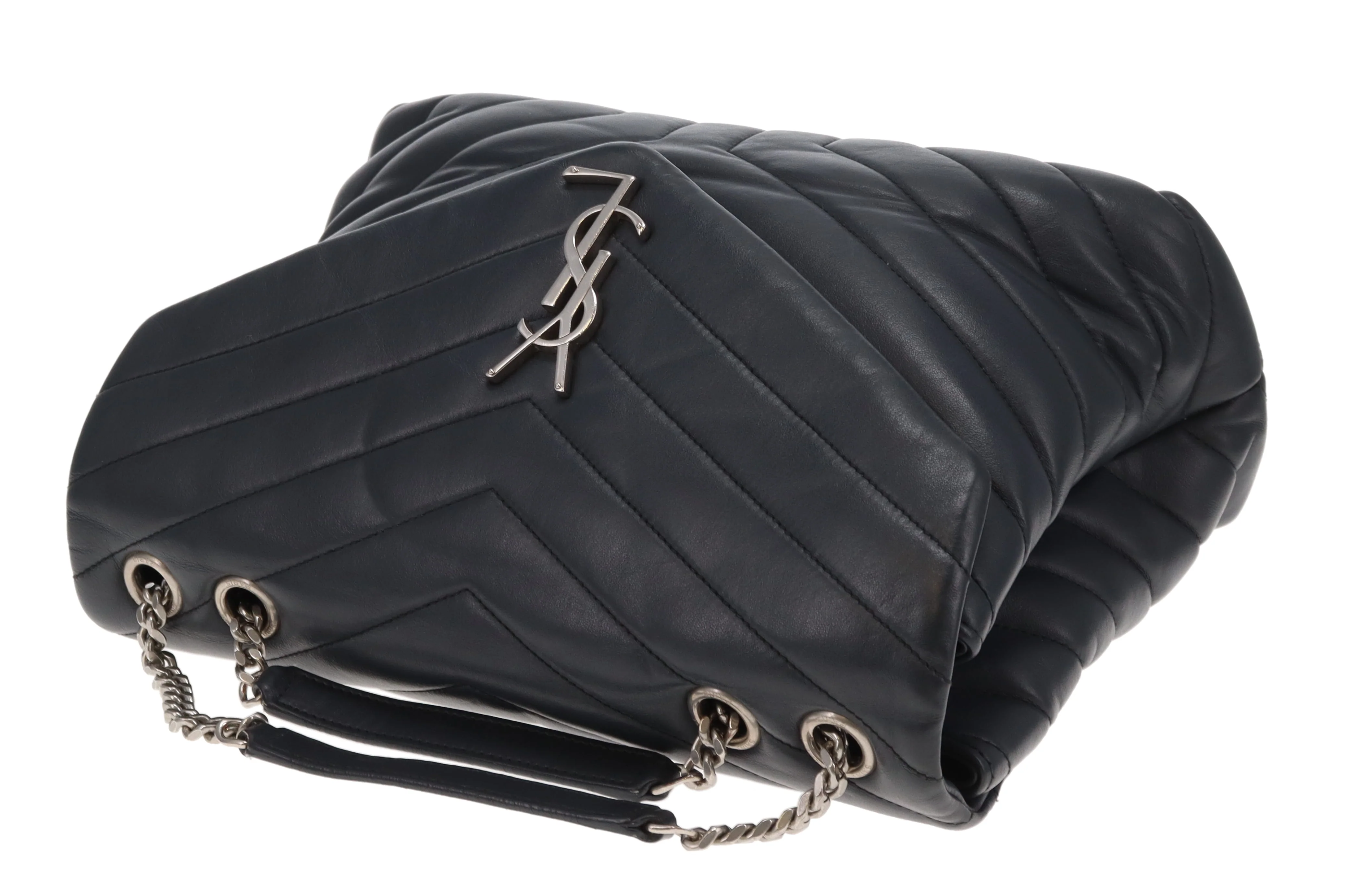Saint Laurent LouLou Medium In Dark Smog Chevron Leather - Image 13