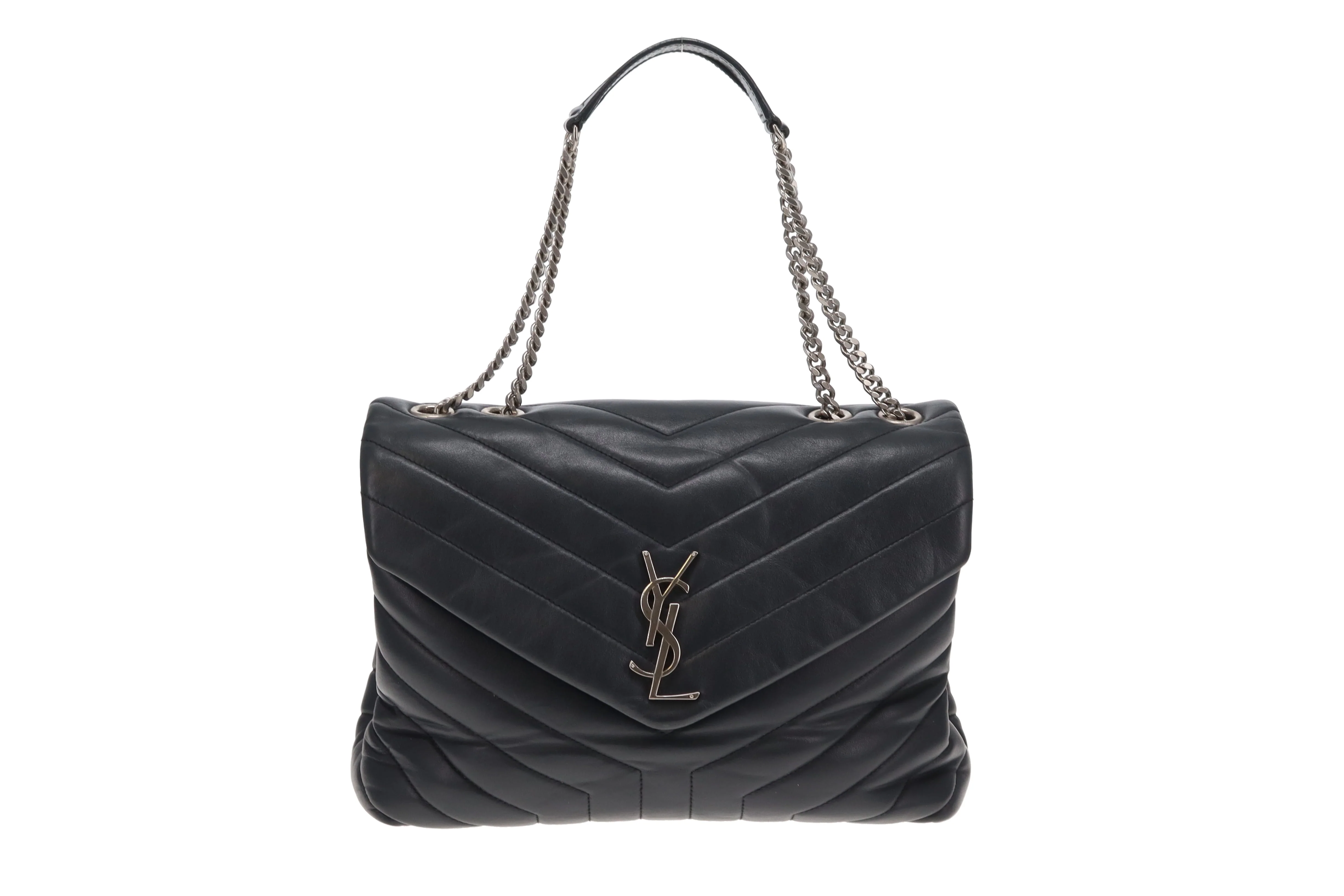 Saint Laurent LouLou Medium In Dark Smog Chevron Leather - Image 3