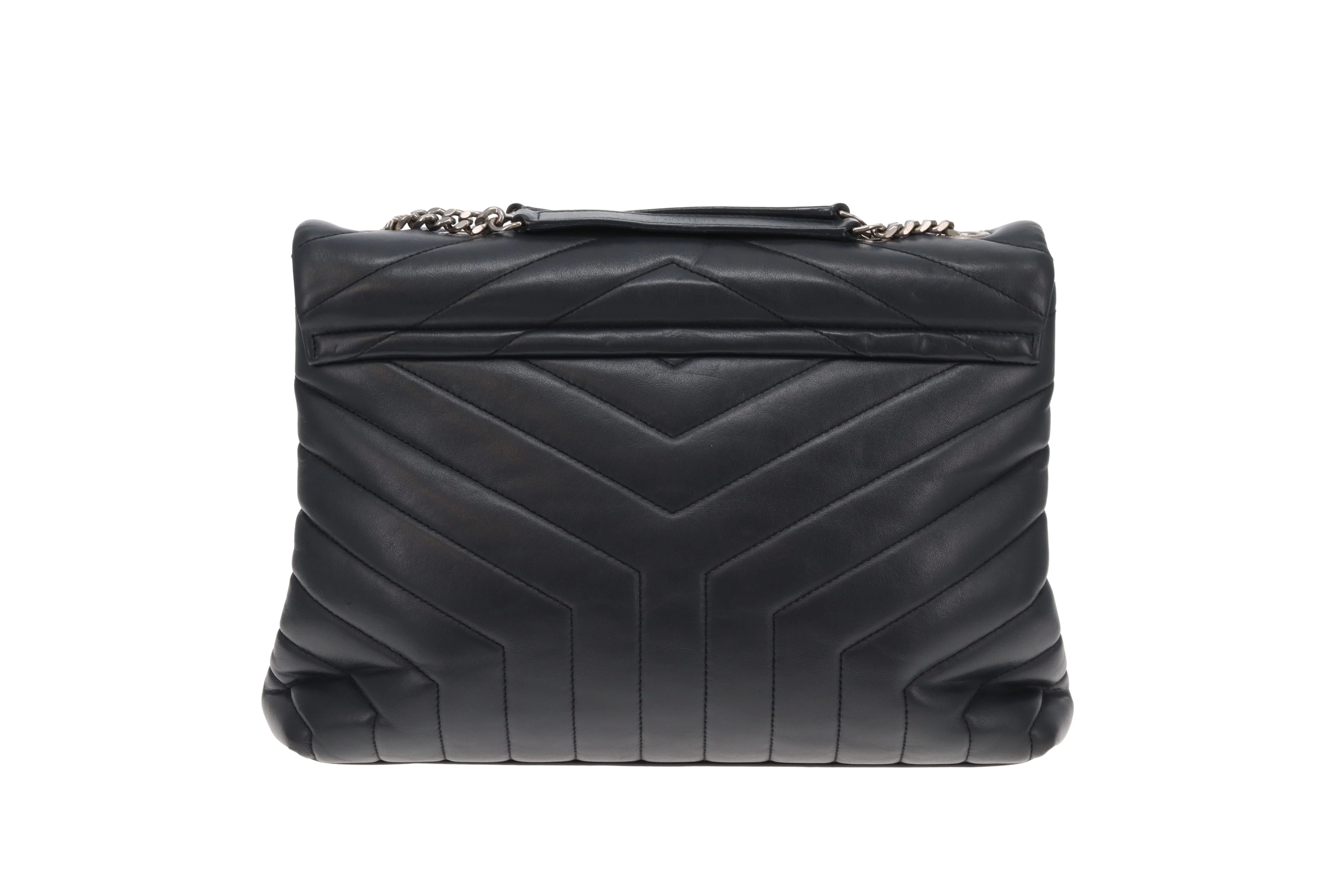 Saint Laurent LouLou Medium In Dark Smog Chevron Leather - Image 7