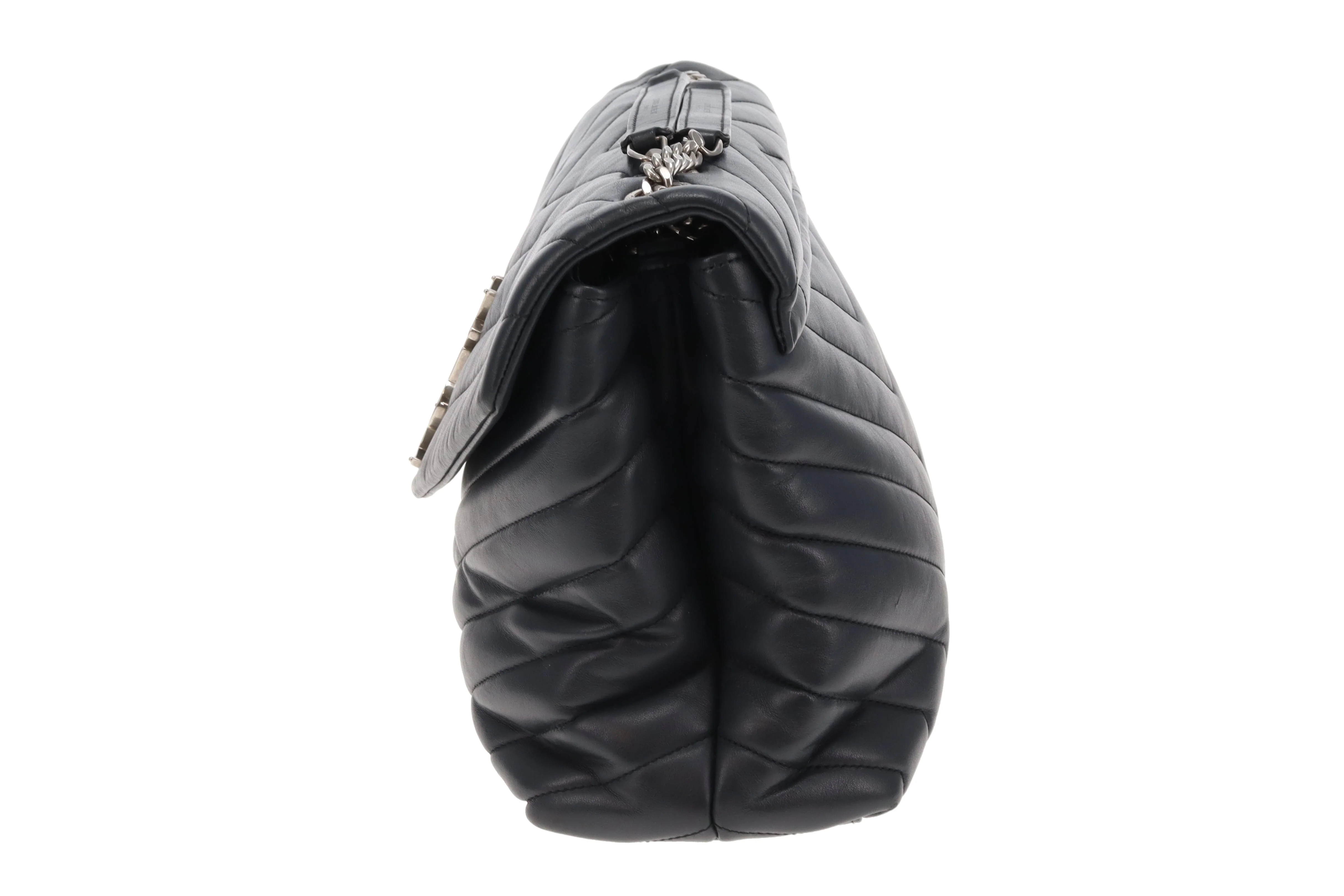 Saint Laurent LouLou Medium In Dark Smog Chevron Leather - Image 8