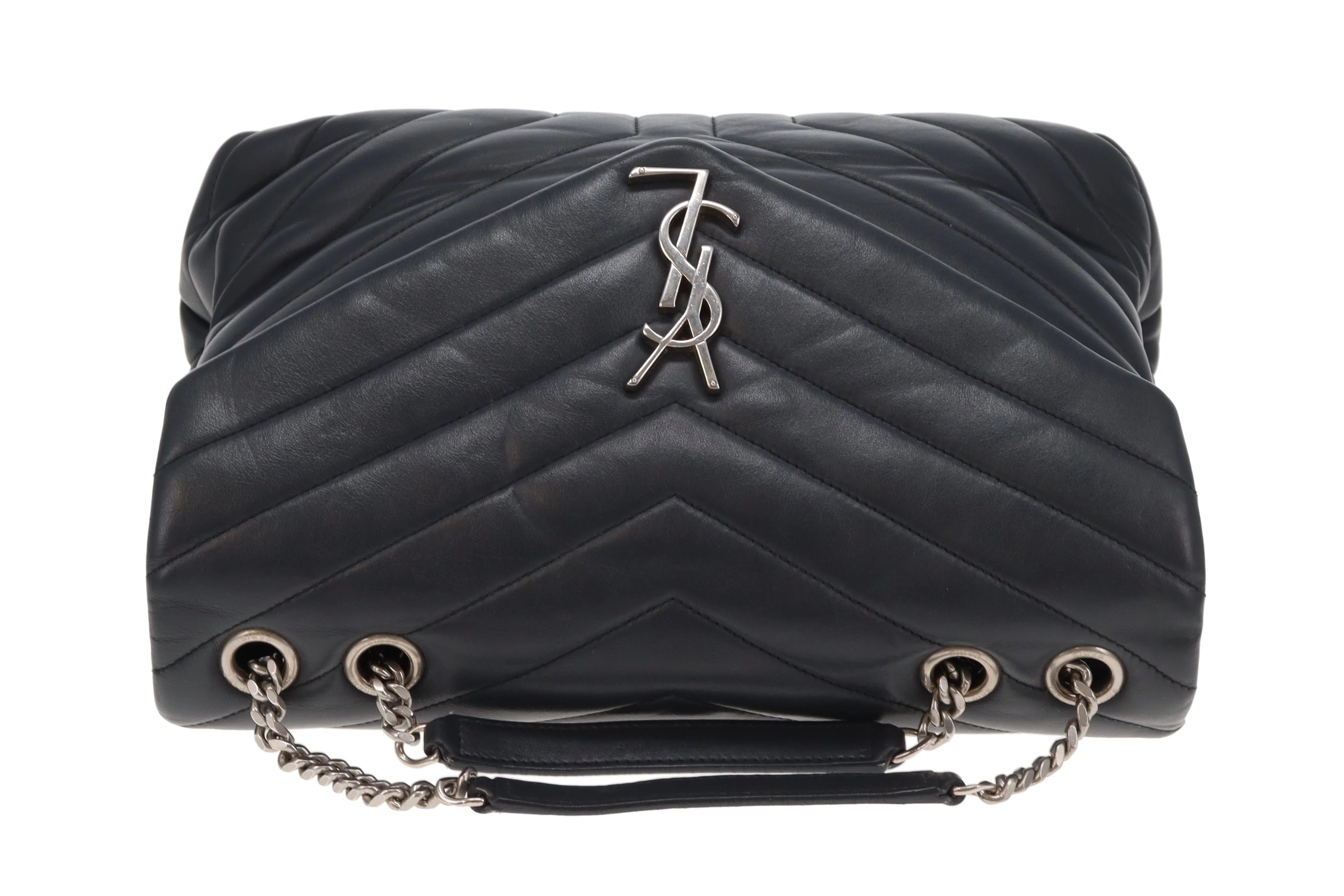 Saint Laurent LouLou Medium In Dark Smog Chevron Leather - Image 9