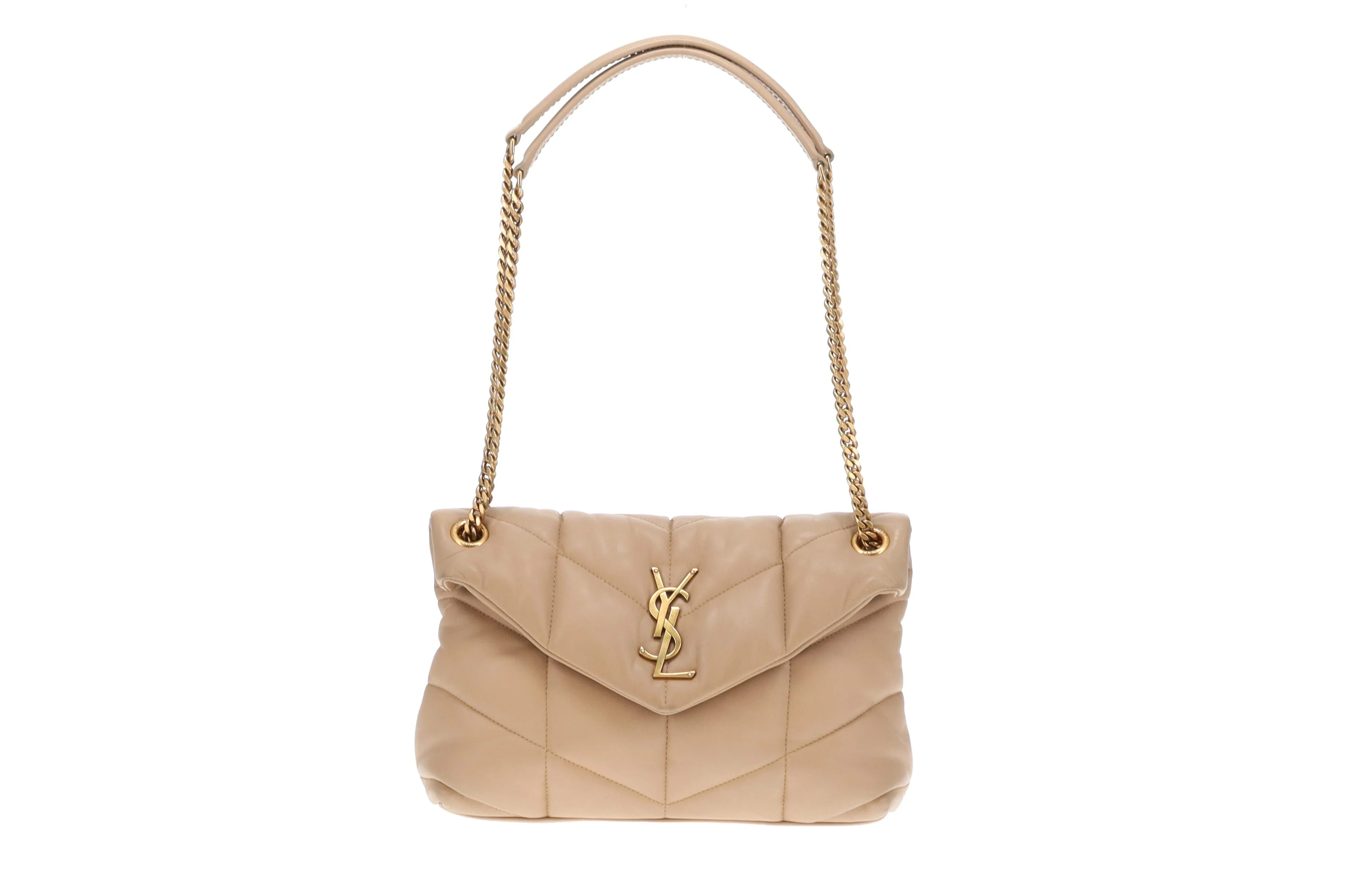Saint Laurent Puffer Small Beige GHW 2021 - Image 11