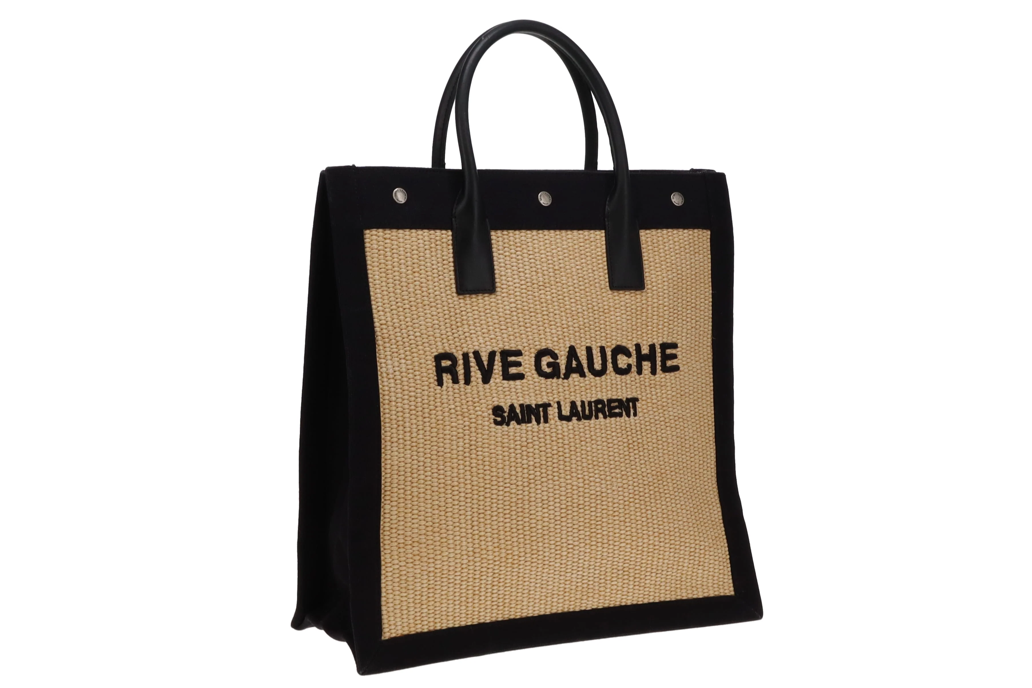 Saint Laurent Rive Gauche Vertical Tote Raffia and Leather - Image 3